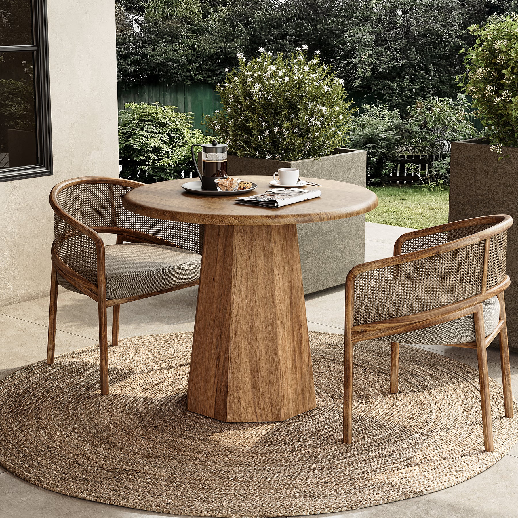 31.5" Round Dining Table for 4, Small Kitchen Table with Octagonal Base for Dining Room