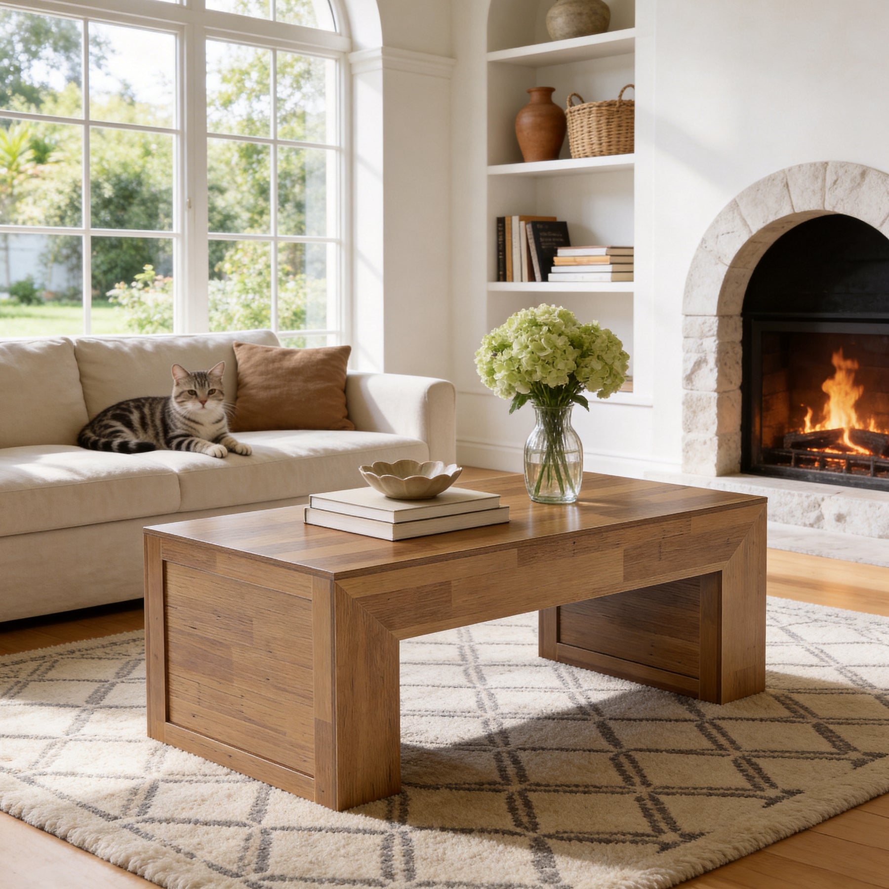 Tribesigns 47" Farmhouse Coffee Table, Wooden Center Table for Living Room