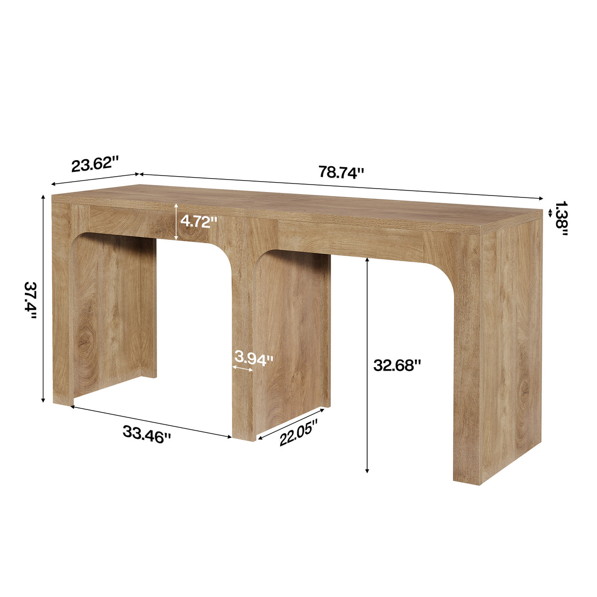 78.74" Long Bar Table, Counter Height Kitchen Pub Table Seats 6-8 People