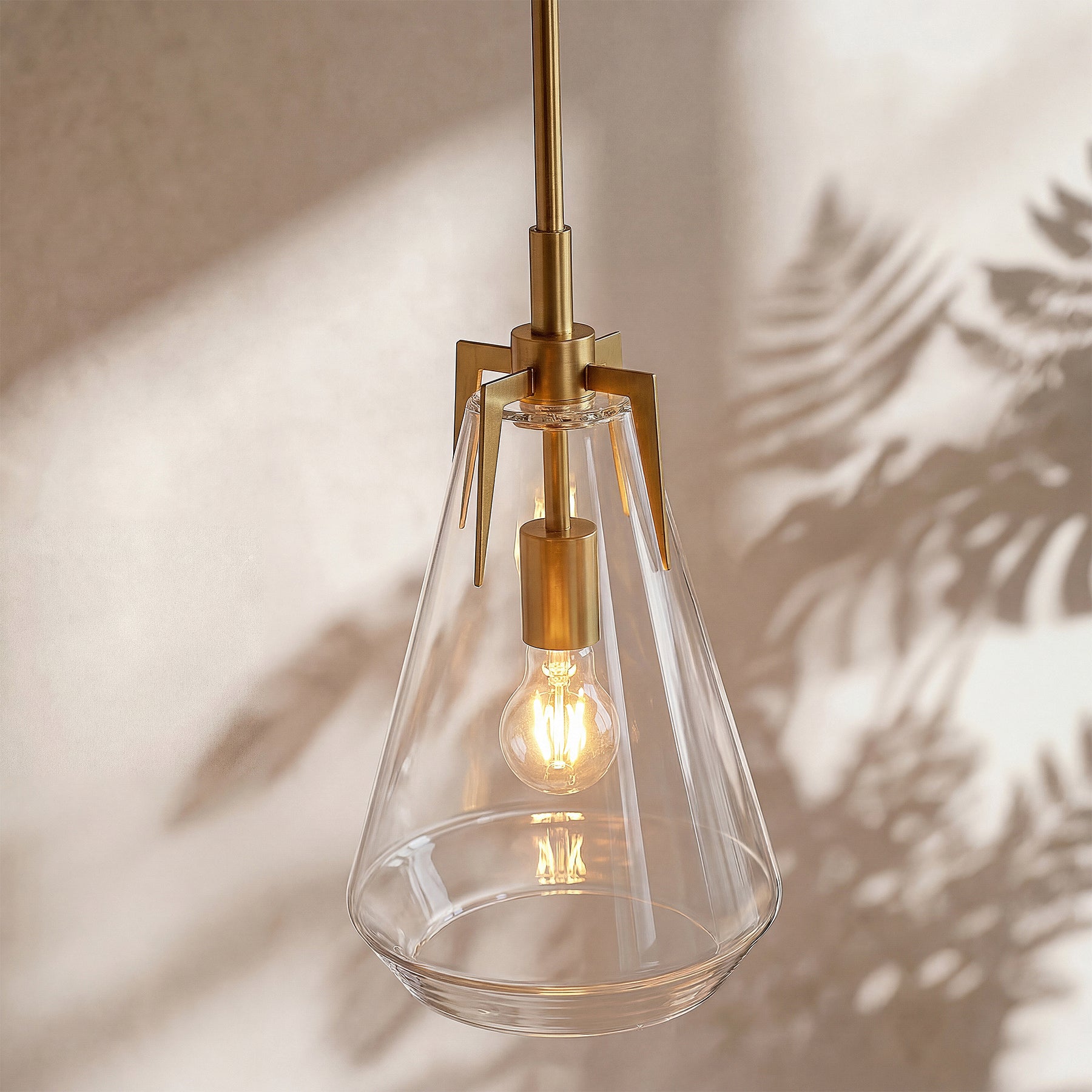 8.5" Single Pendant Light , Modern Hanging Light Fixture with Clear Glass Shade