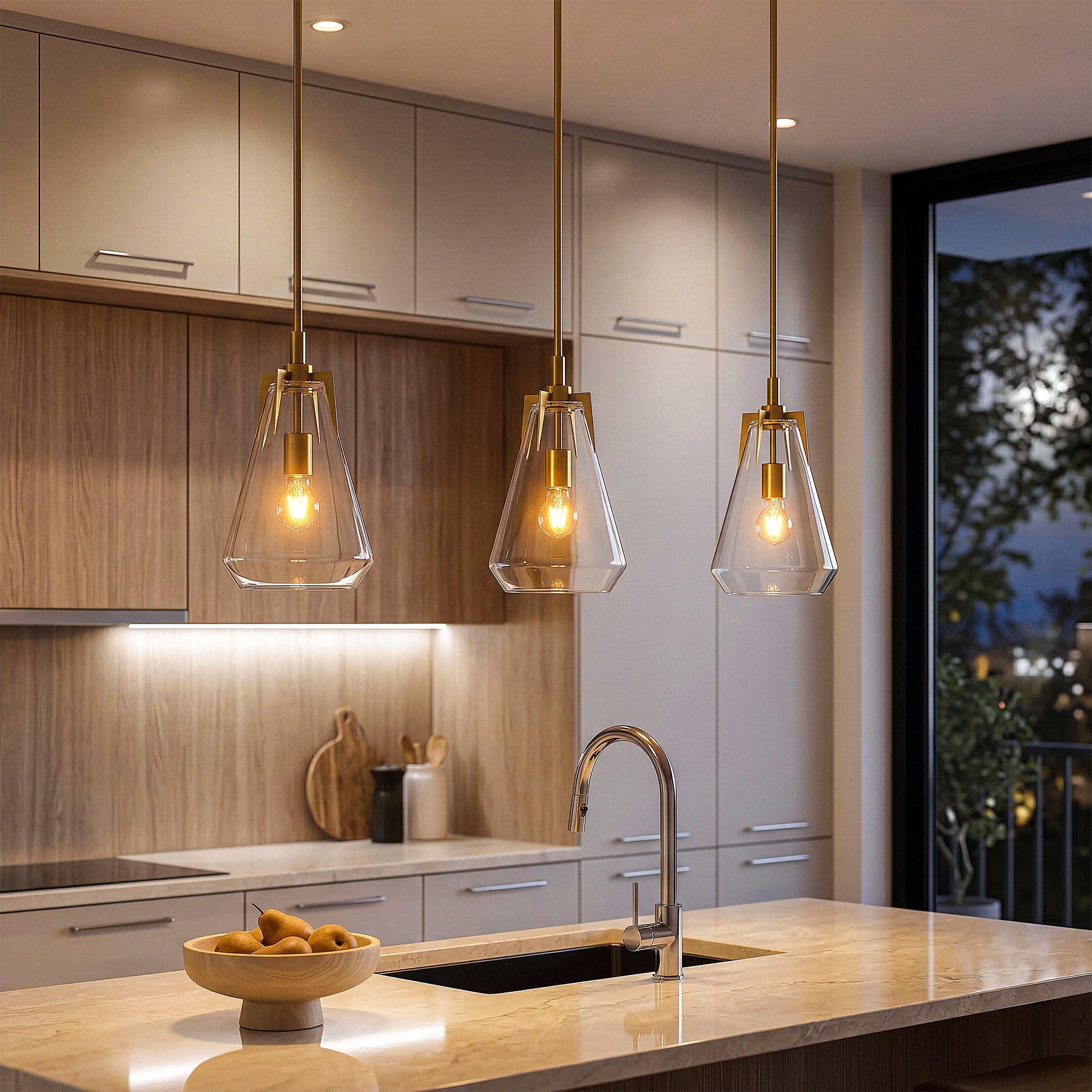 8.5" Single Pendant Light , Modern Hanging Light Fixture with Clear Glass Shade