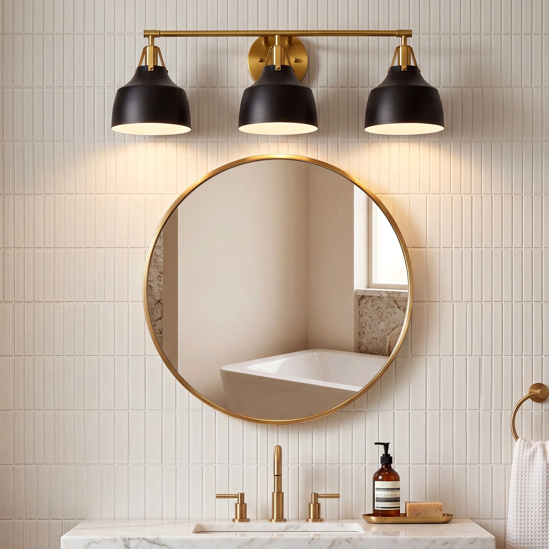 3-Light Bathroom Vanity Light, 24" Wall Light Fixtures with Metal Shade