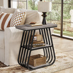 3-Tier End Table, 23.62" Side Table with Storage Shelves for Small Spaces