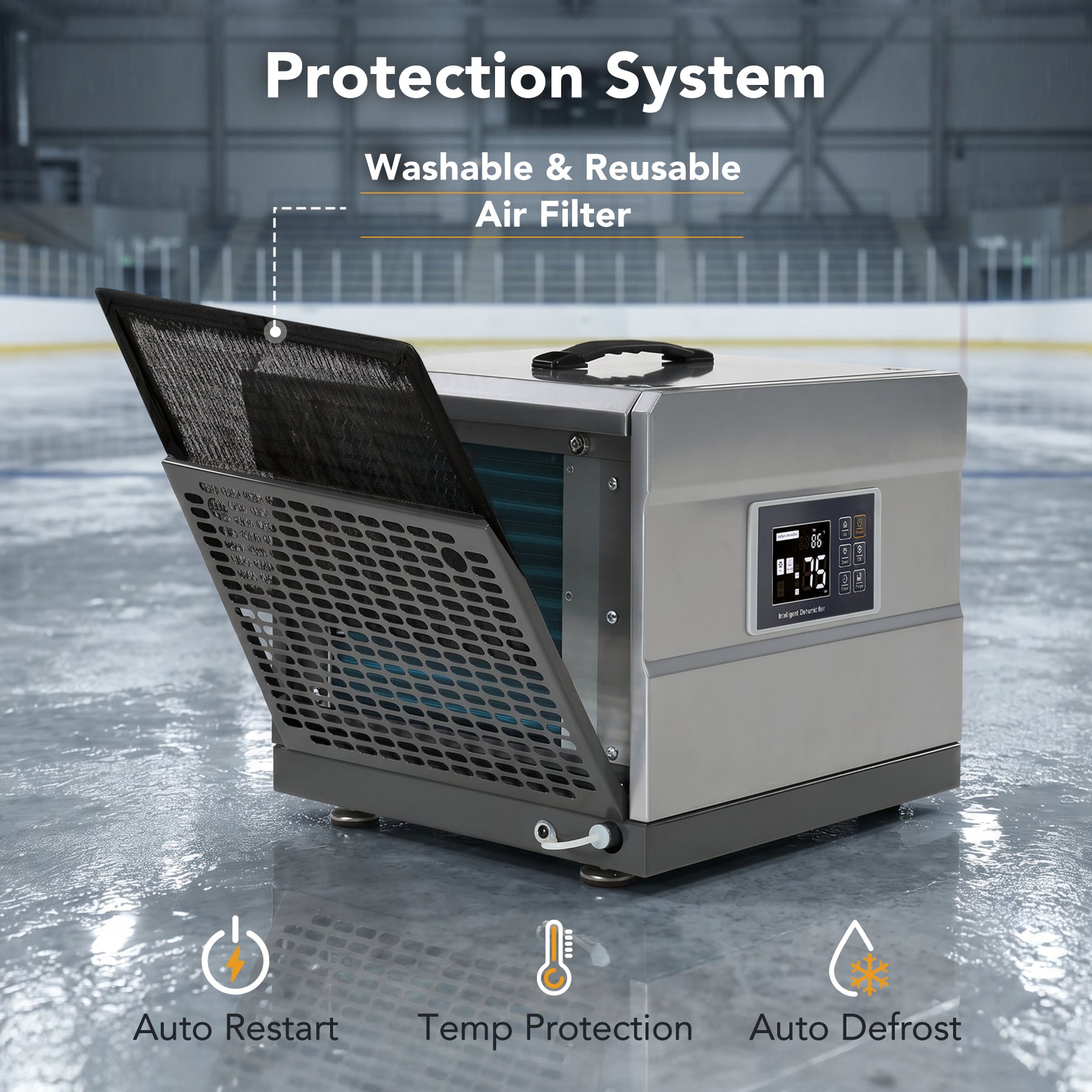 70 Pints Commercial Dehumidifier with Pump & Drain Hose for 1000 Sq. Ft, Auto Defrost, Washable Filter