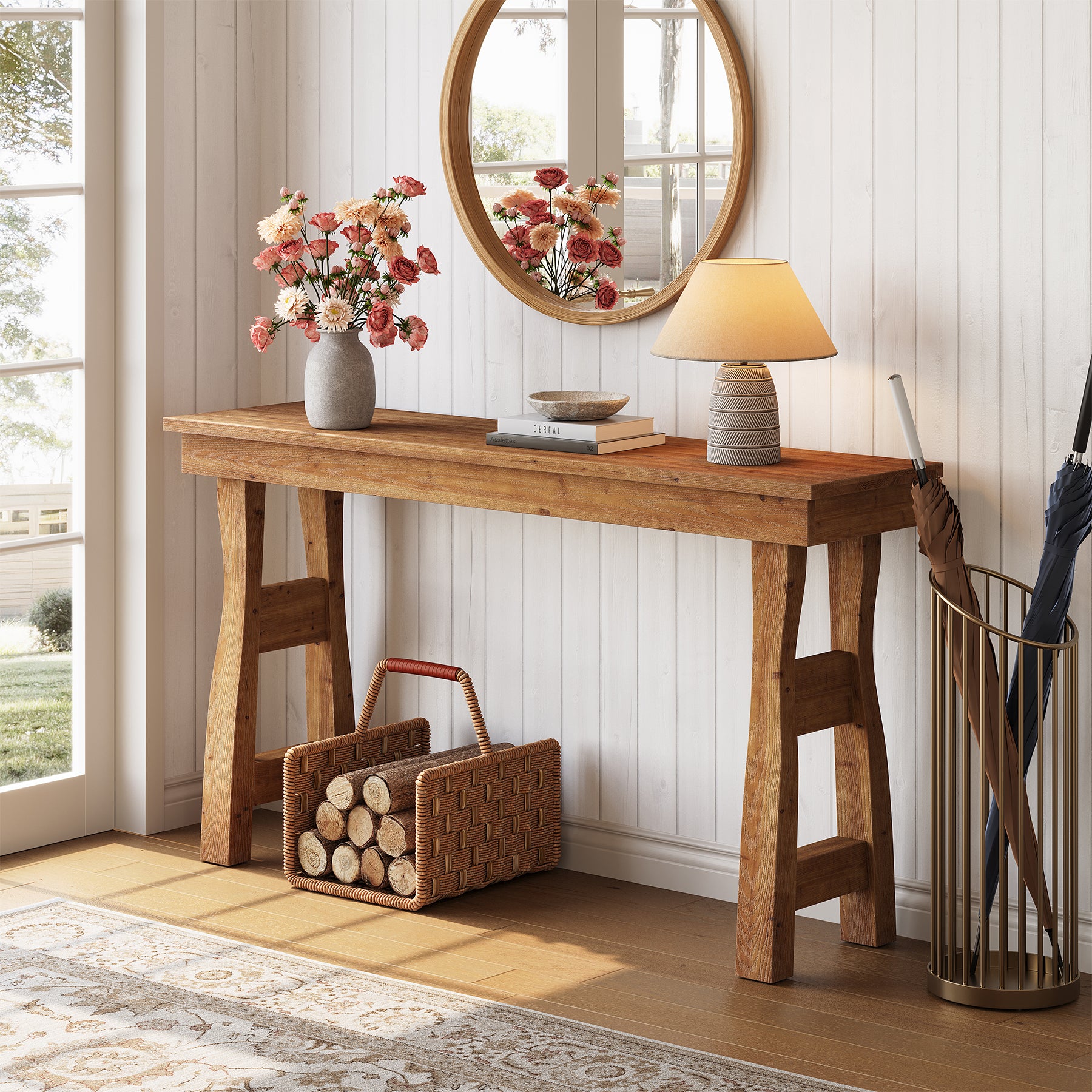 59" Solid Wood Console Table Sofa Table Behind The Couch