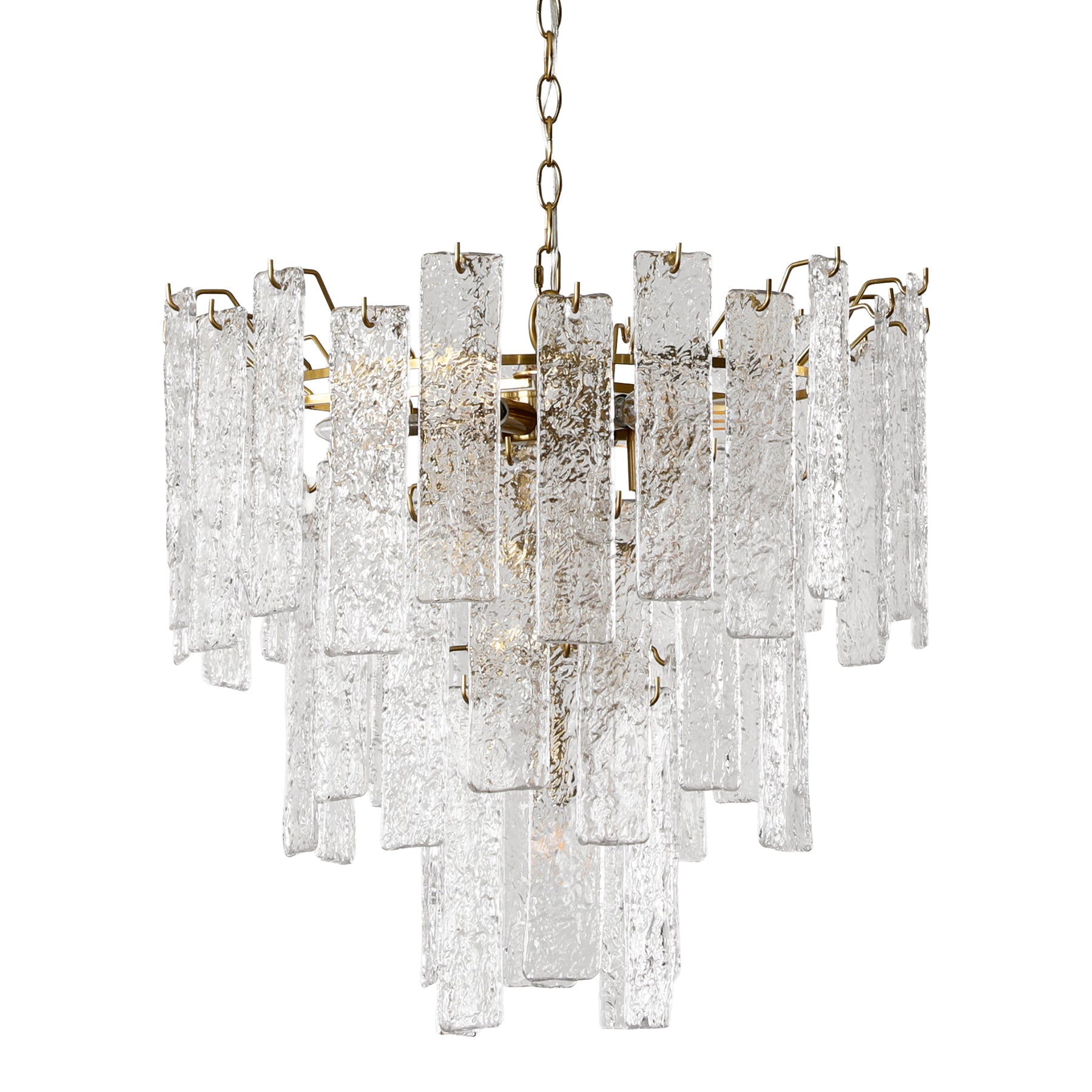 23.6” Modern Chandelier, 10-Light Water Ripple Glass Pendant Ceiling Light