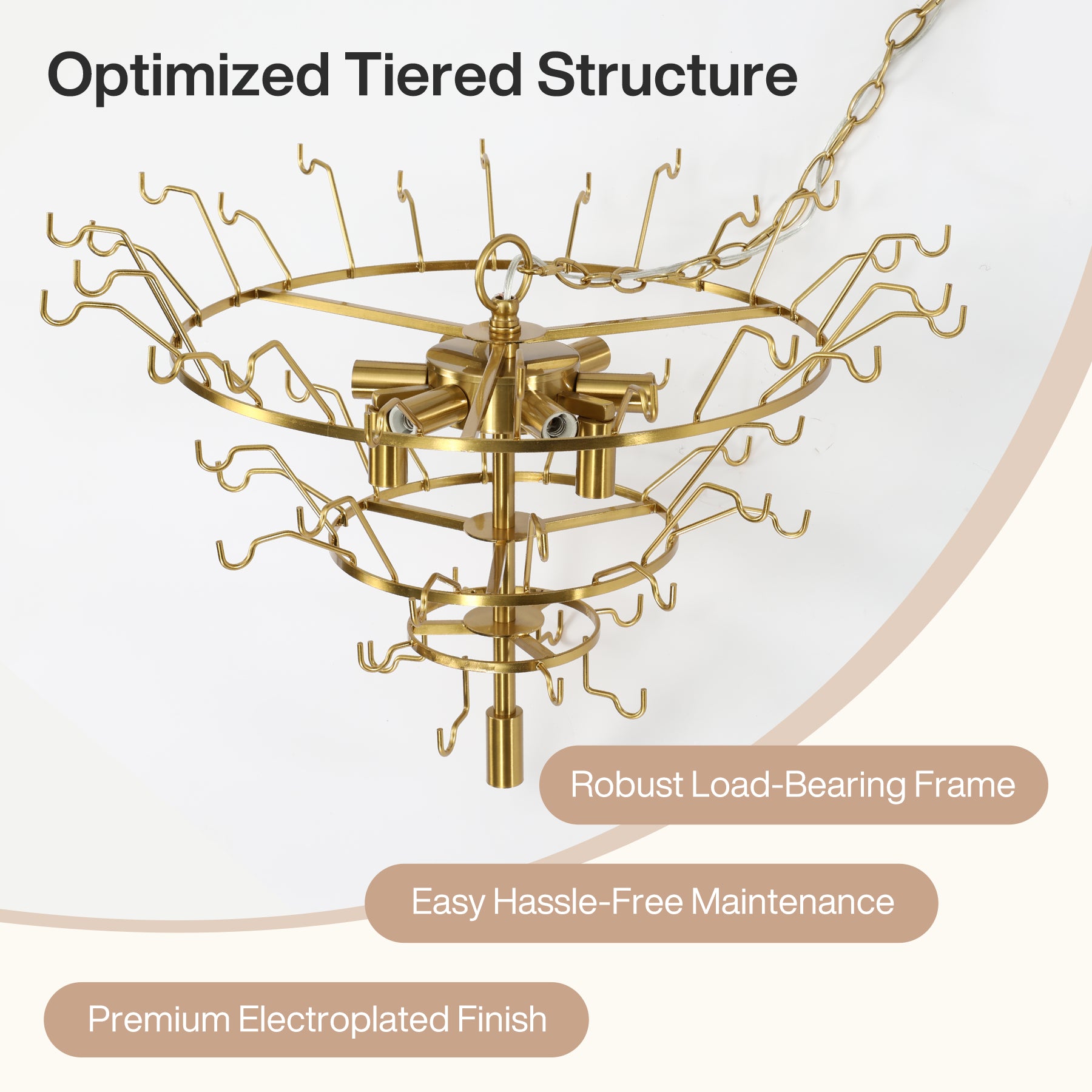 23.6” Modern Chandelier, 10-Light Water Ripple Glass Pendant Ceiling Light