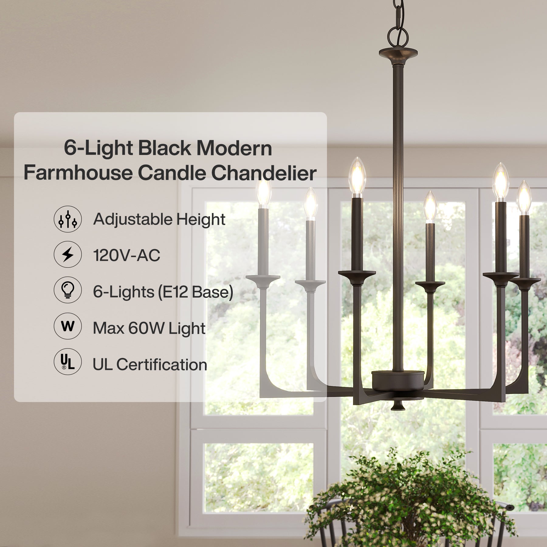 6-Light Chandeliers, 27" Pendant Light Fixtures Industrial Lighting