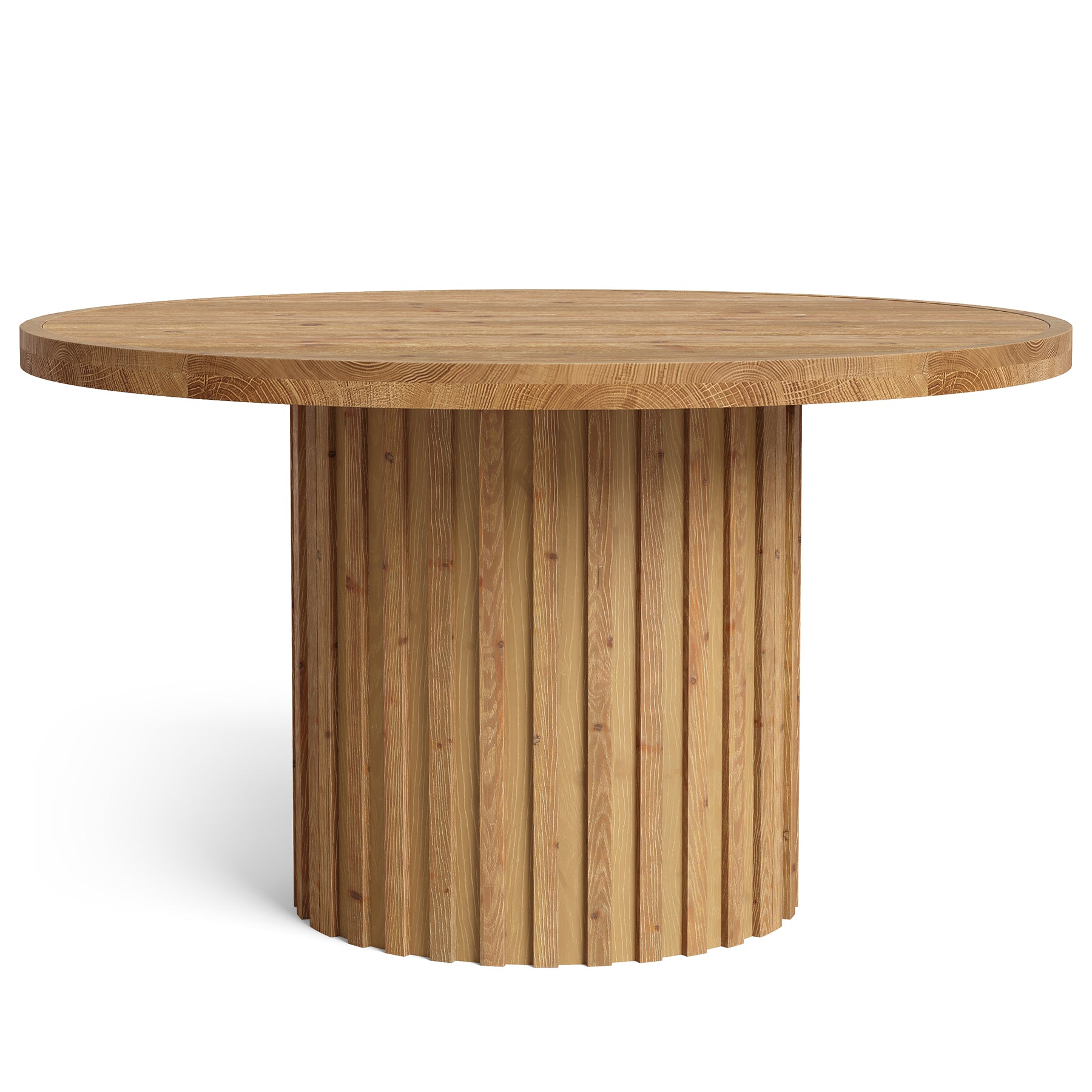 Round Solid Wood Dining Table for 4, 47" Kitchen Table with Fluted Pedestal Base