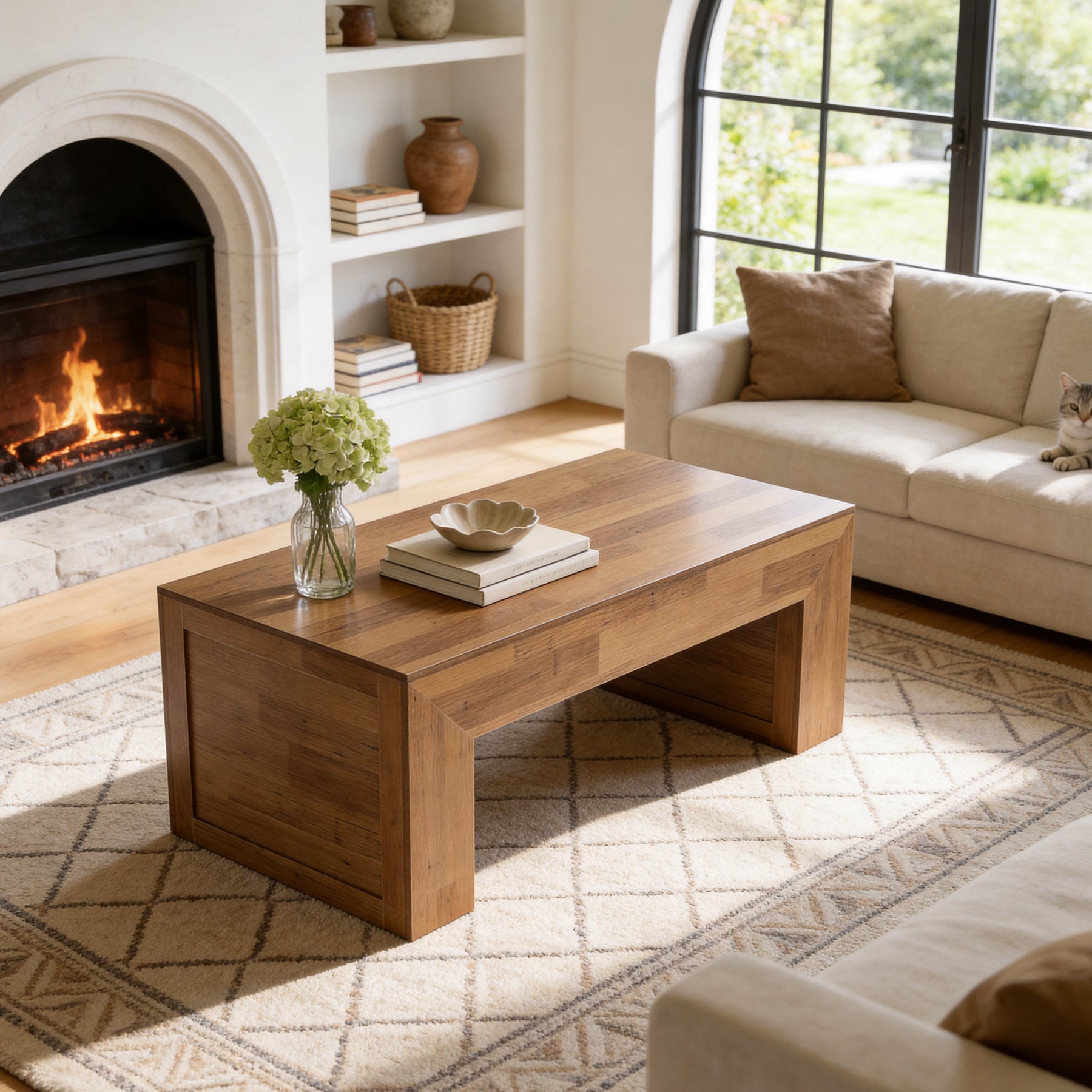 Tribesigns 47" Farmhouse Coffee Table, Wooden Center Table for Living Room
