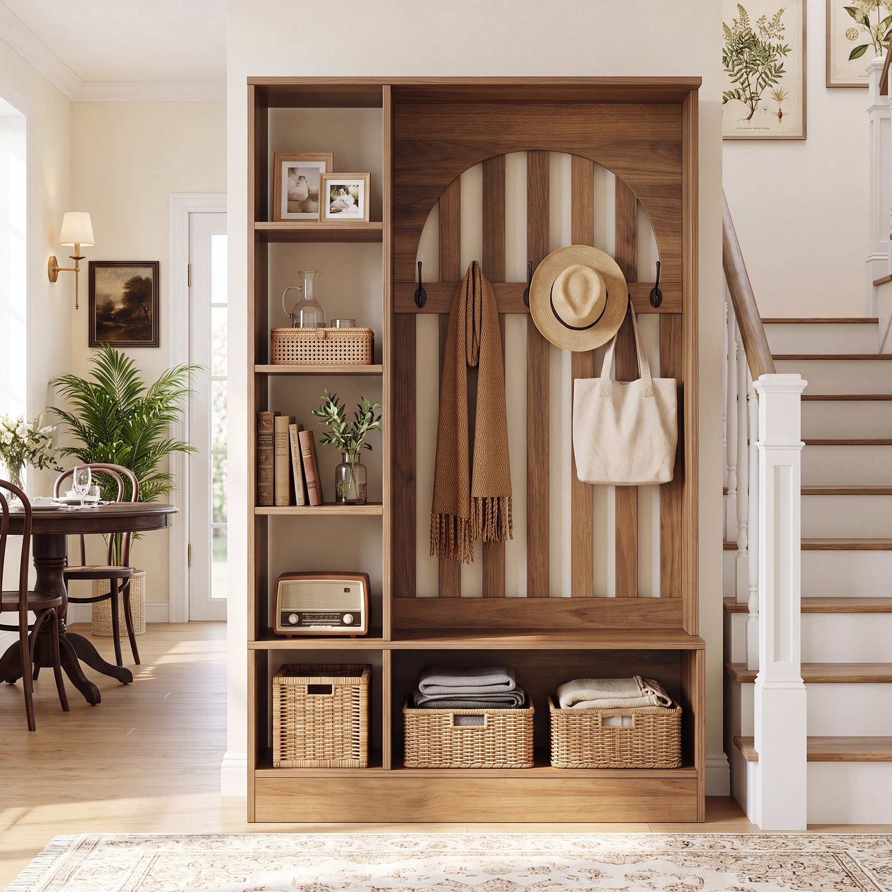 70.9" Tall Room Divider, Freestanding Wall Divider Partition with Storage Shelves