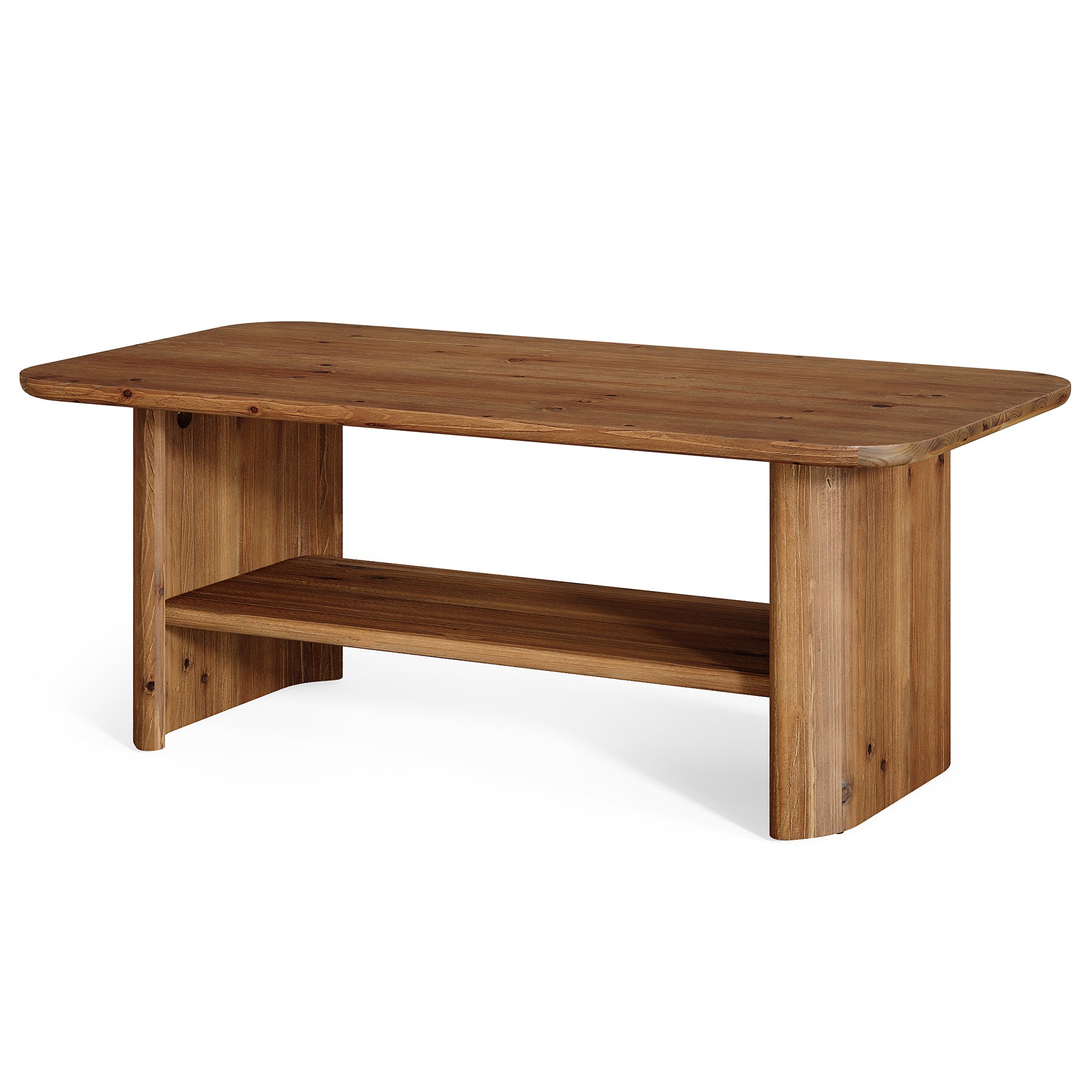 47" Wood Coffee Table with 2-Tier Open Storage - Thumbnail 2