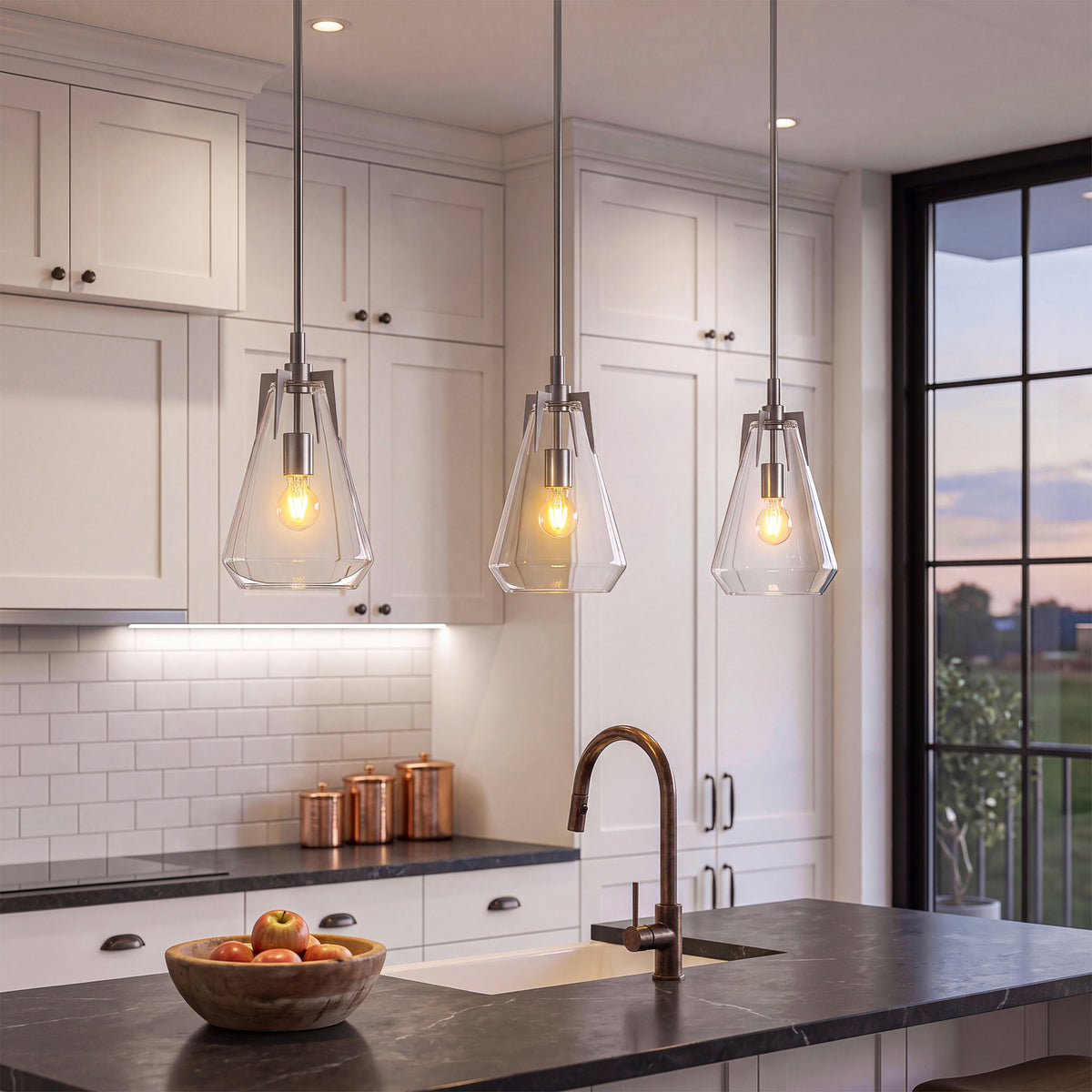 Tribesigns Modern Single Pendant Light with Clear Glass Lampshade