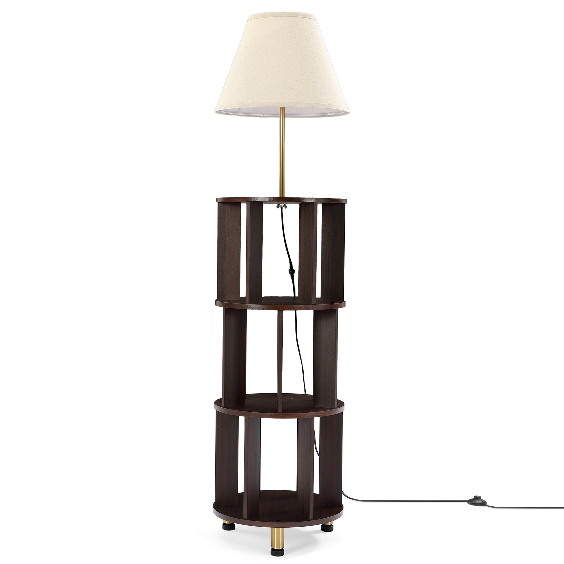 Floor Lamp with 3-Tier Open Bookshelf, 62.2" Tall Standing Lamp for Home Office