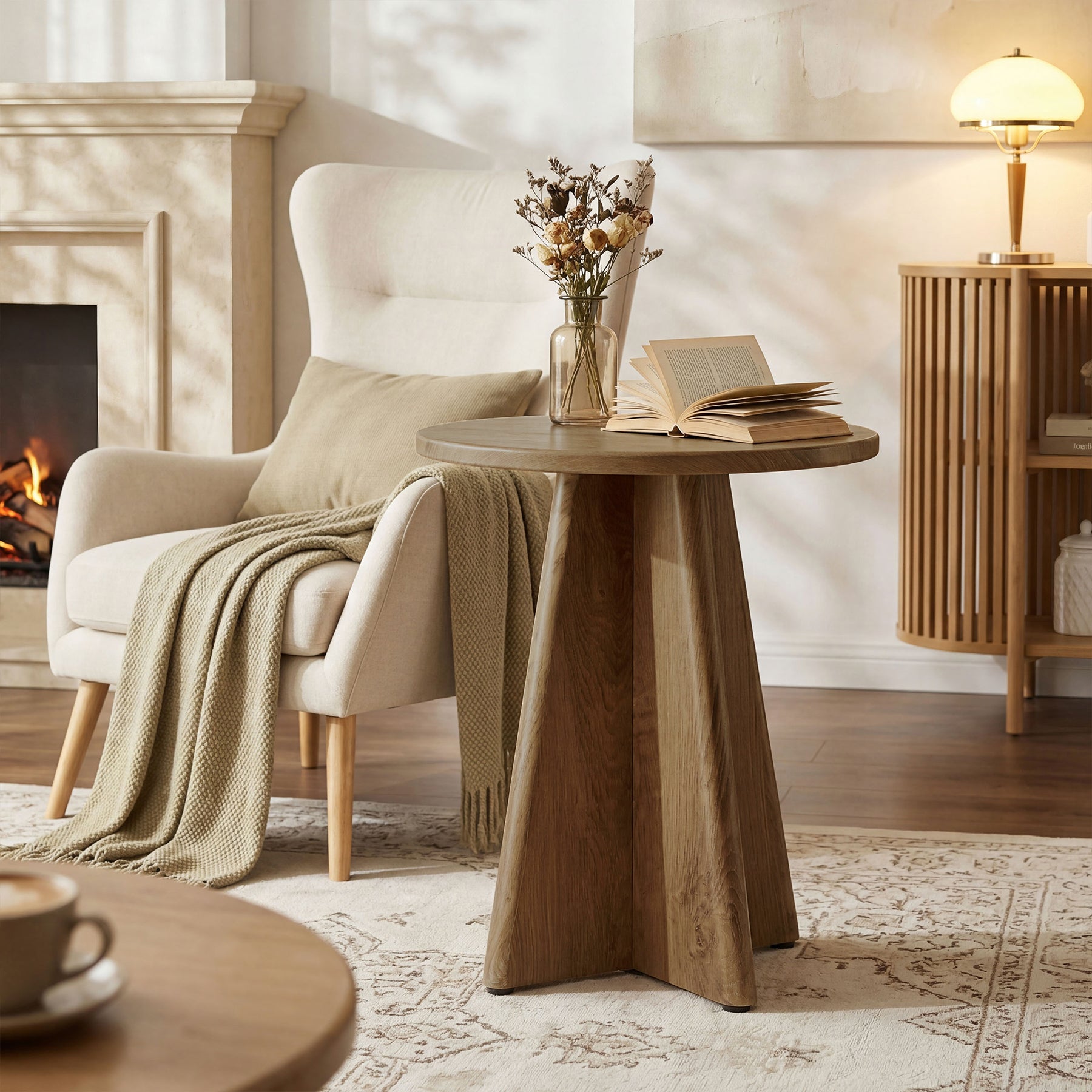 Tribesigns 19.7" Round End Table, Wooden Side Table for Living Room