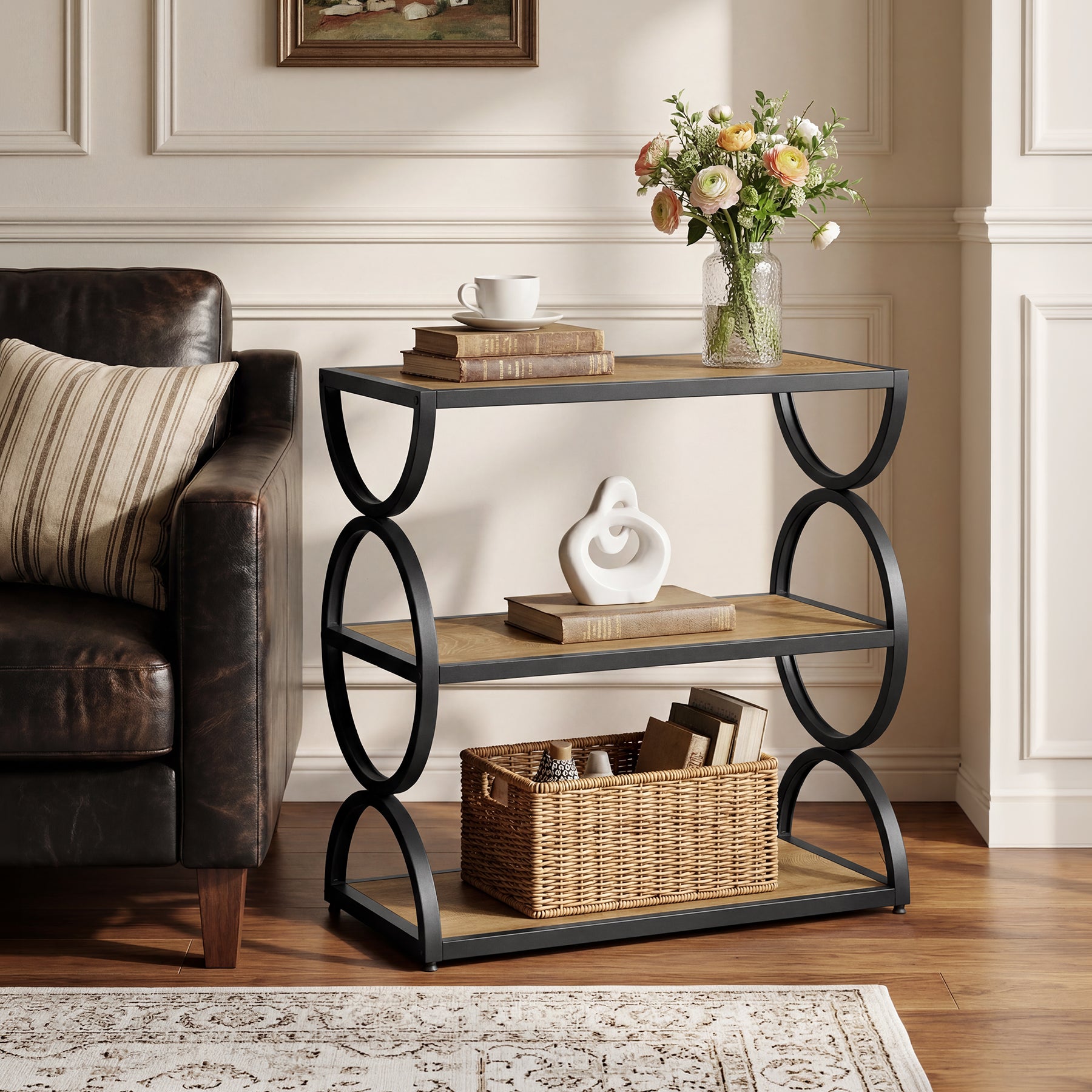 23.6” Industrial Nightstand, Bedside Table  With 3-Tier Open Shelves For Small Bedrooms