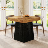 31" Solid Wood Square Dining Table for 2–4, Farmhouse Kitchen Table with Parquet Top & Tapered Base 3