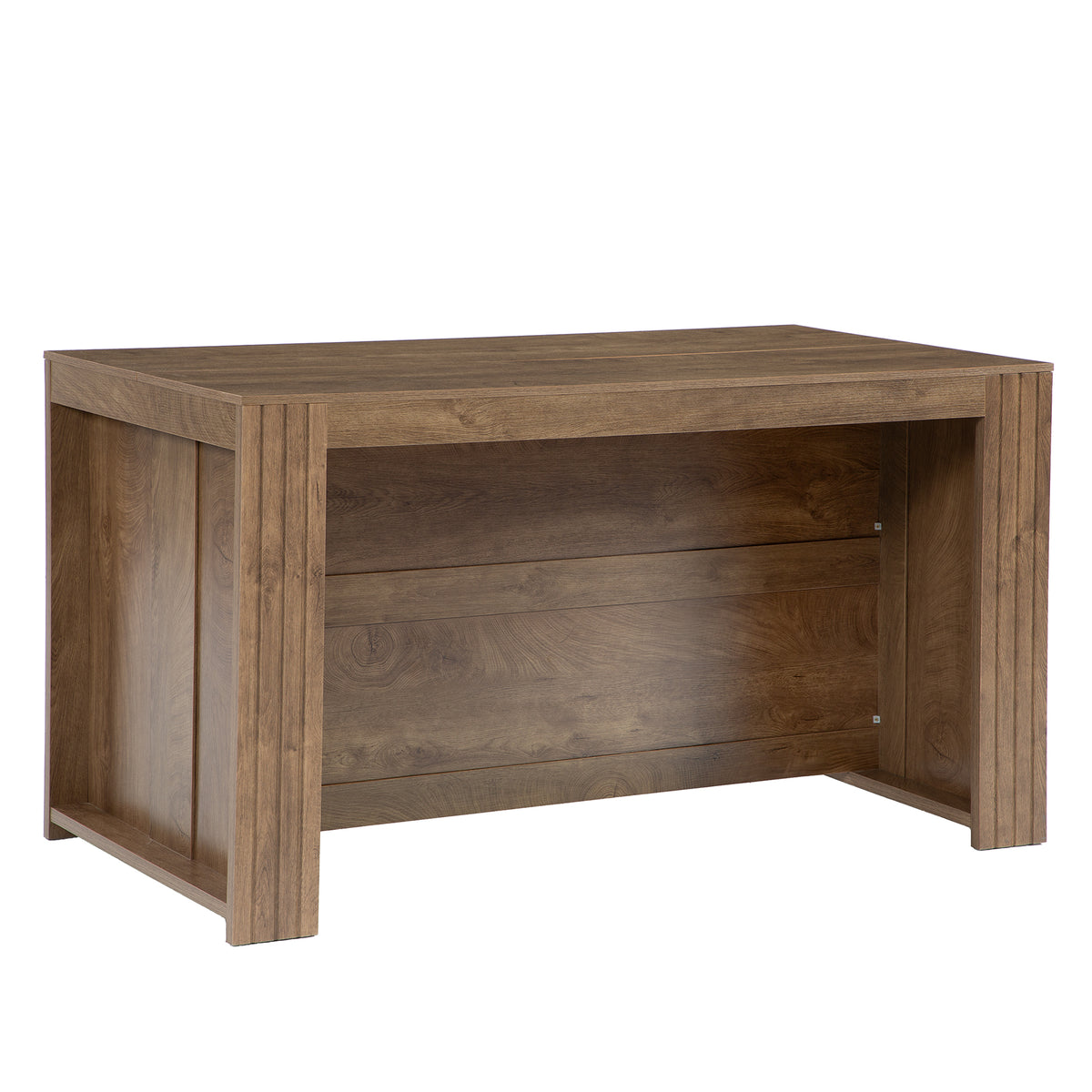 63" Kitchen Island with Seating Space for 4, Wood Island Table with Two-Sided Legroom