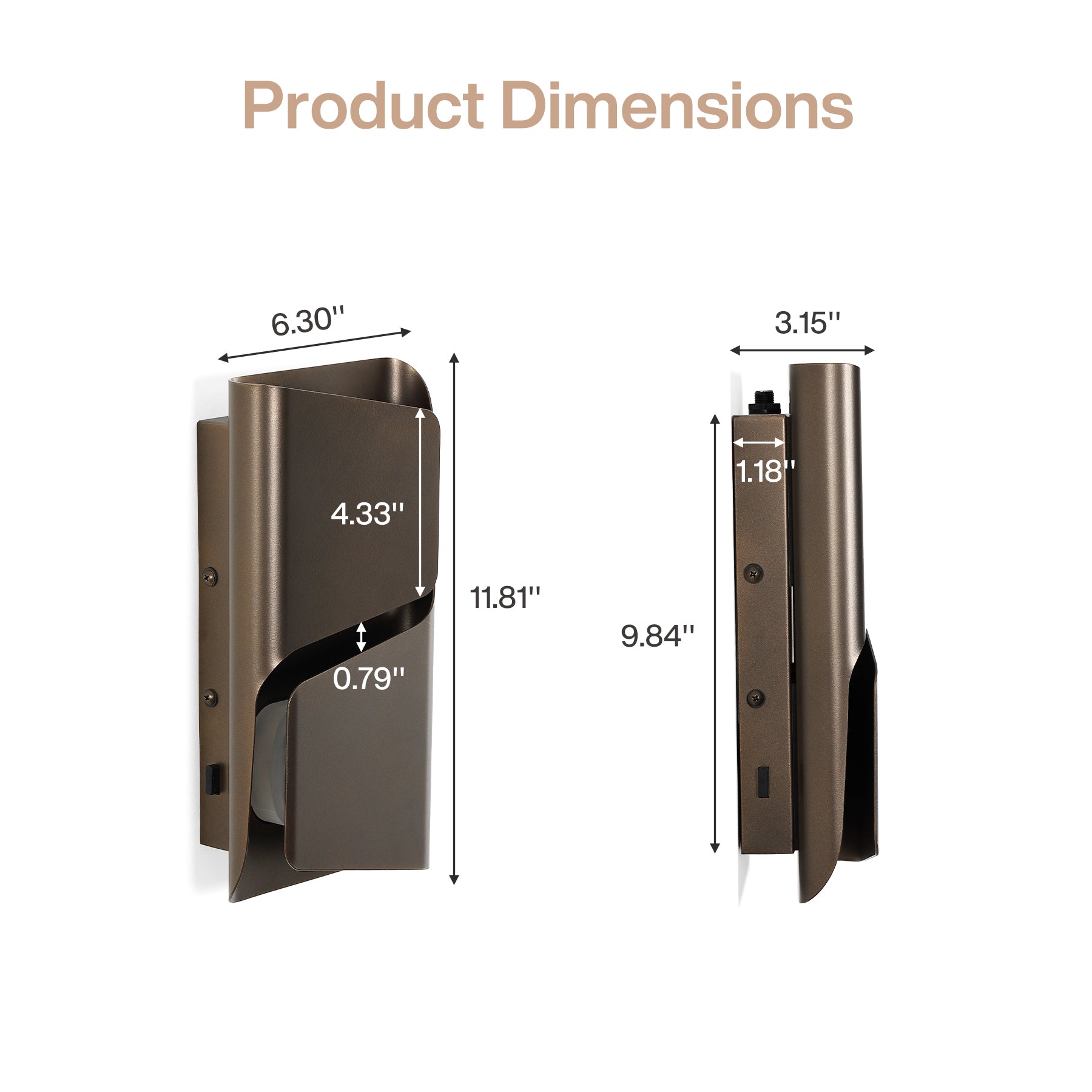 11.8" Modern Wall Lights, 2 Pack LED Wall Sconce Outdoor Patio Wall Light Fixture with 3CCT