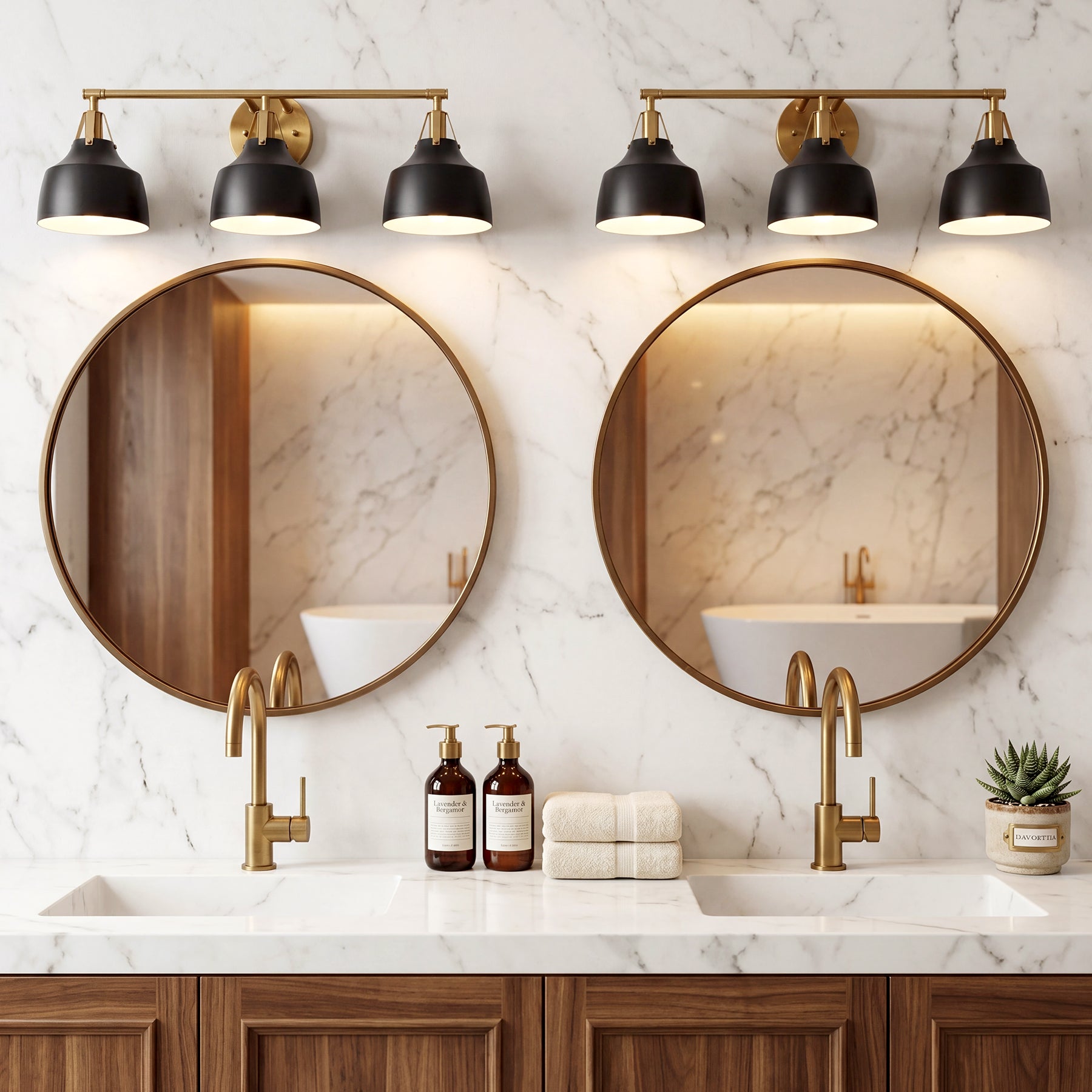 3-Light Bathroom Vanity Light, 24" Wall Light Fixtures with Metal Shade