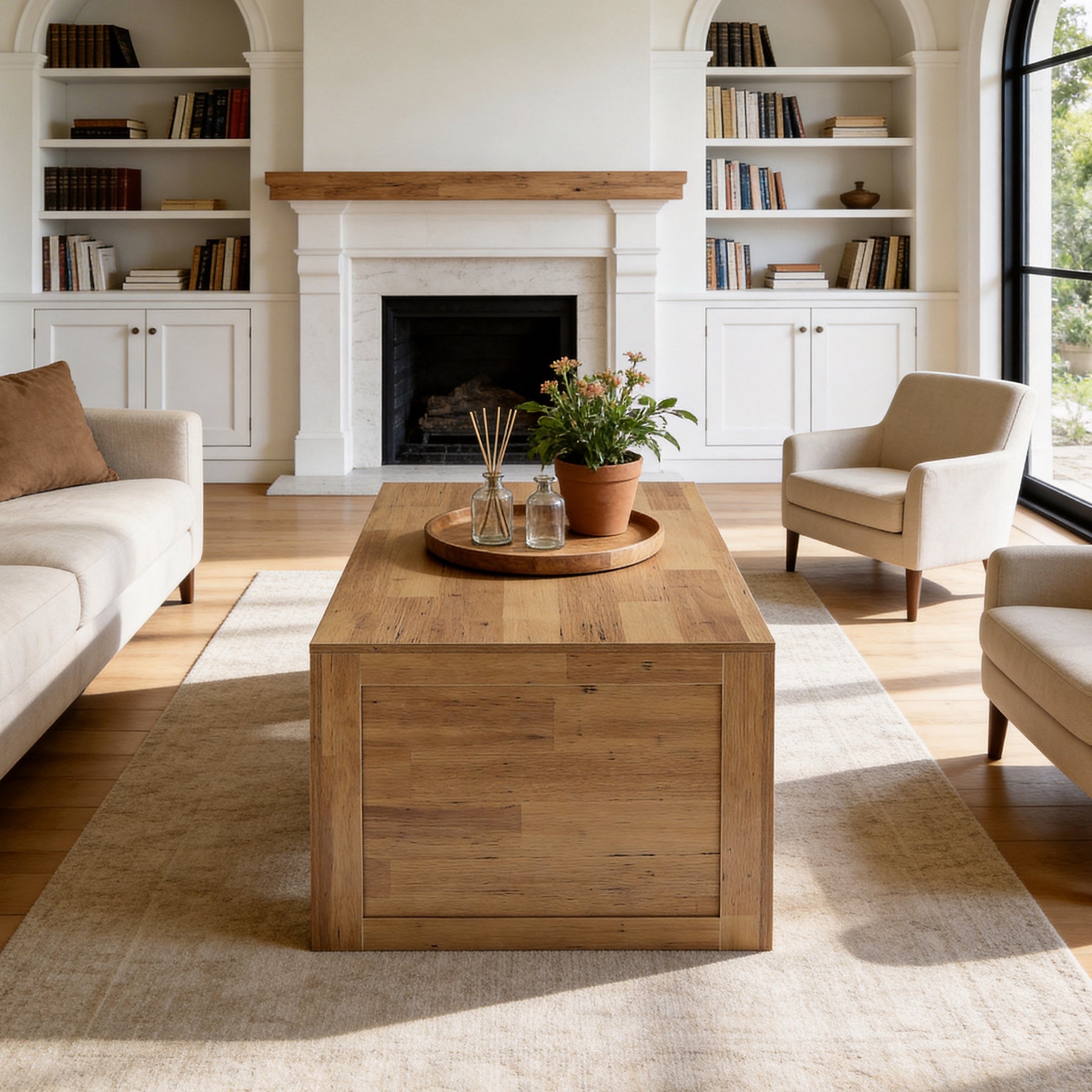 Tribesigns 47" Farmhouse Coffee Table, Wooden Center Table for Living Room