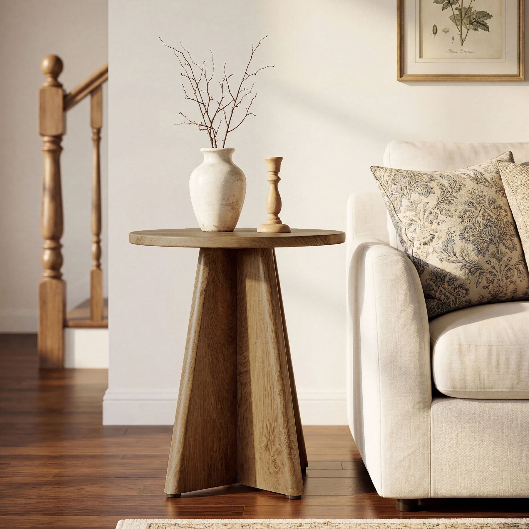 Tribesigns 19.7" Round End Table, Wooden Side Table for Living Room