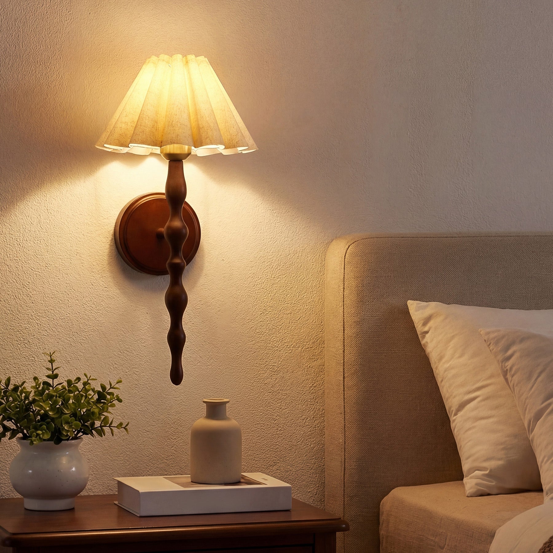 Vintage Wall Sconce, 19.7" 1-Light Wall Lamp with Faux Wood Metal Arm