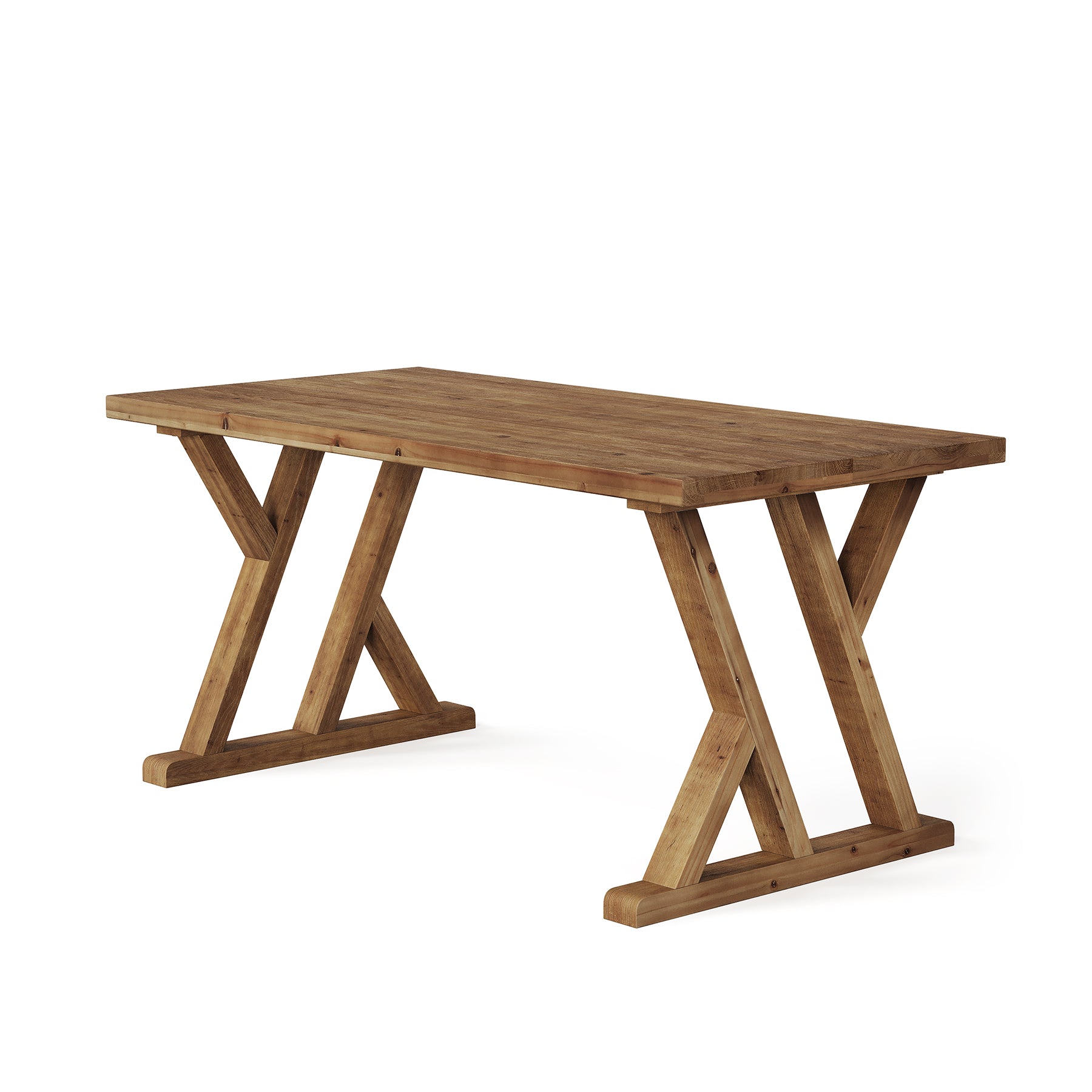 63" Wood Dining Table, Farmhouse Kitchen Dinner Table for 4-6 People