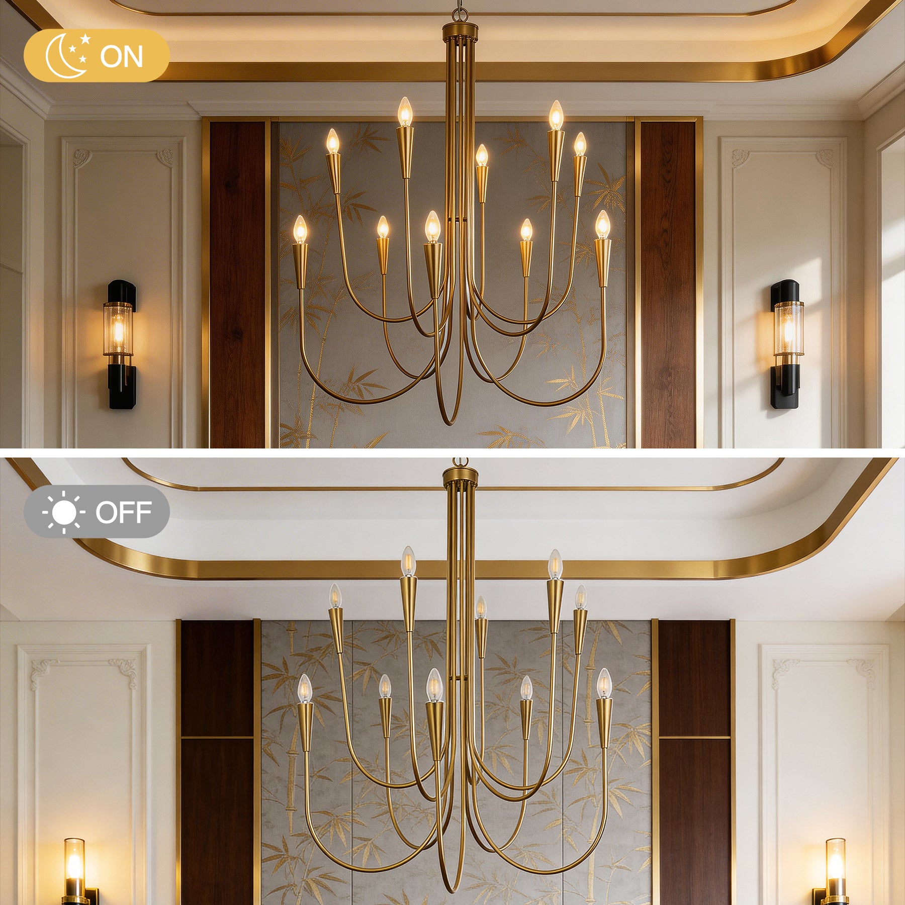 10-Light Modern Chandelier, U-Shaped Arms Pendant Light Fixture