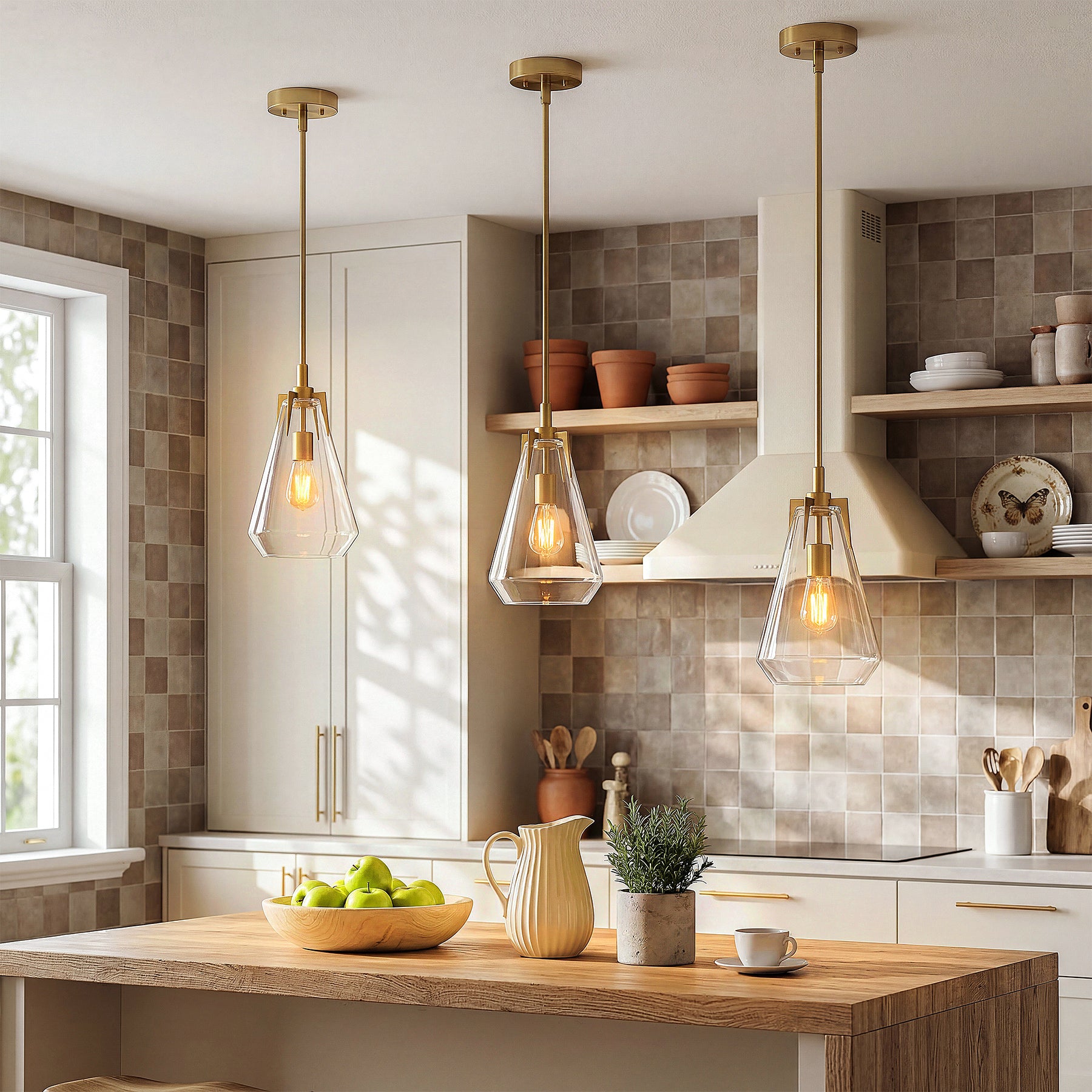 8.5" Single Pendant Light , Modern Hanging Light Fixture with Clear Glass Shade