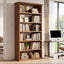 75" Solid Wood Bookshelf, 7-Tier Open Bookcase Display Shelf for Home Office