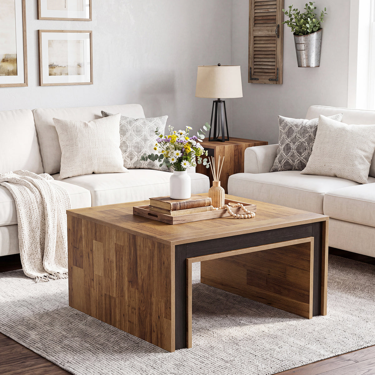 31.5" Square Coffee Table, Modern Center Table with Heavy Duty Base for Living Room