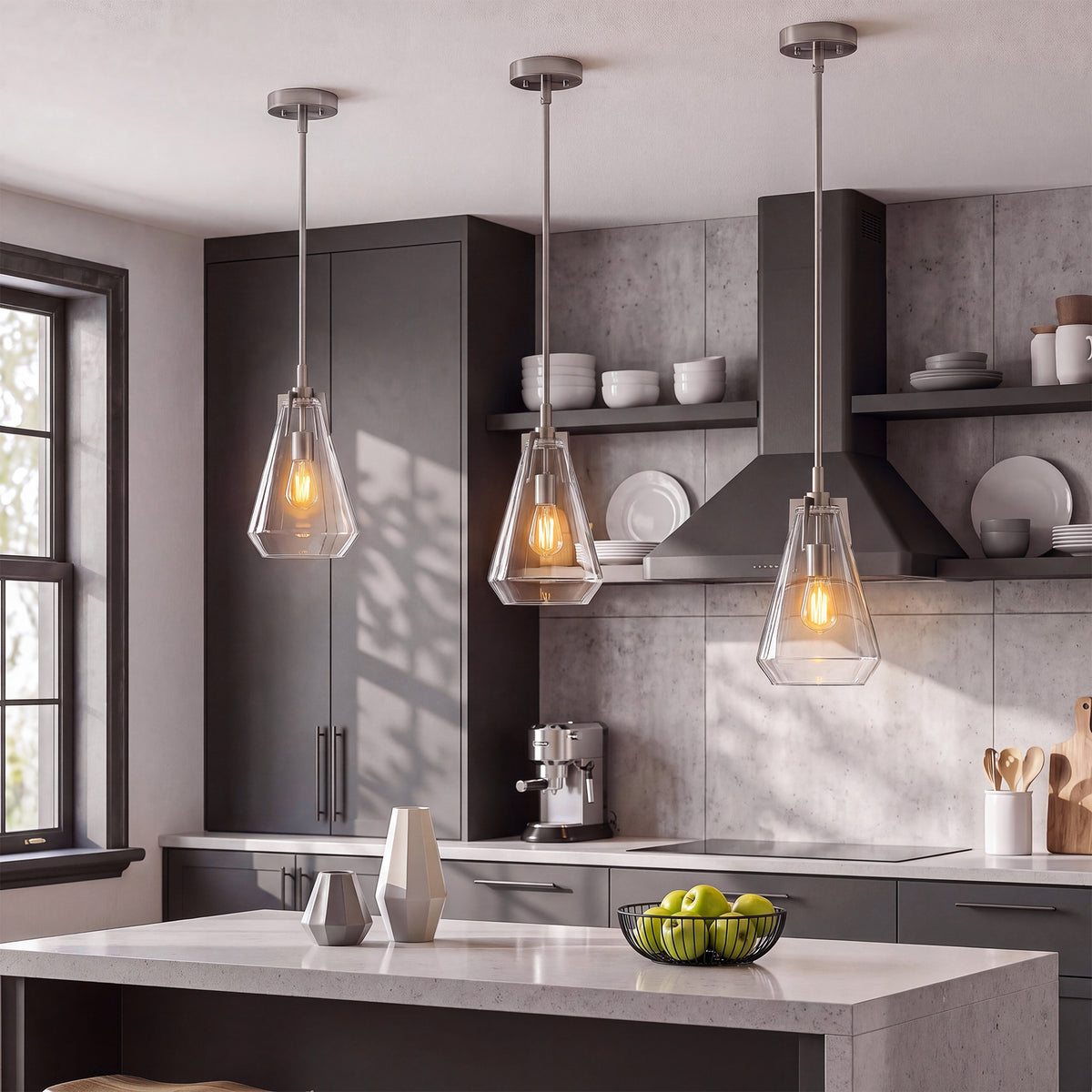 Tribesigns Modern Single Pendant Light with Clear Glass Lampshade