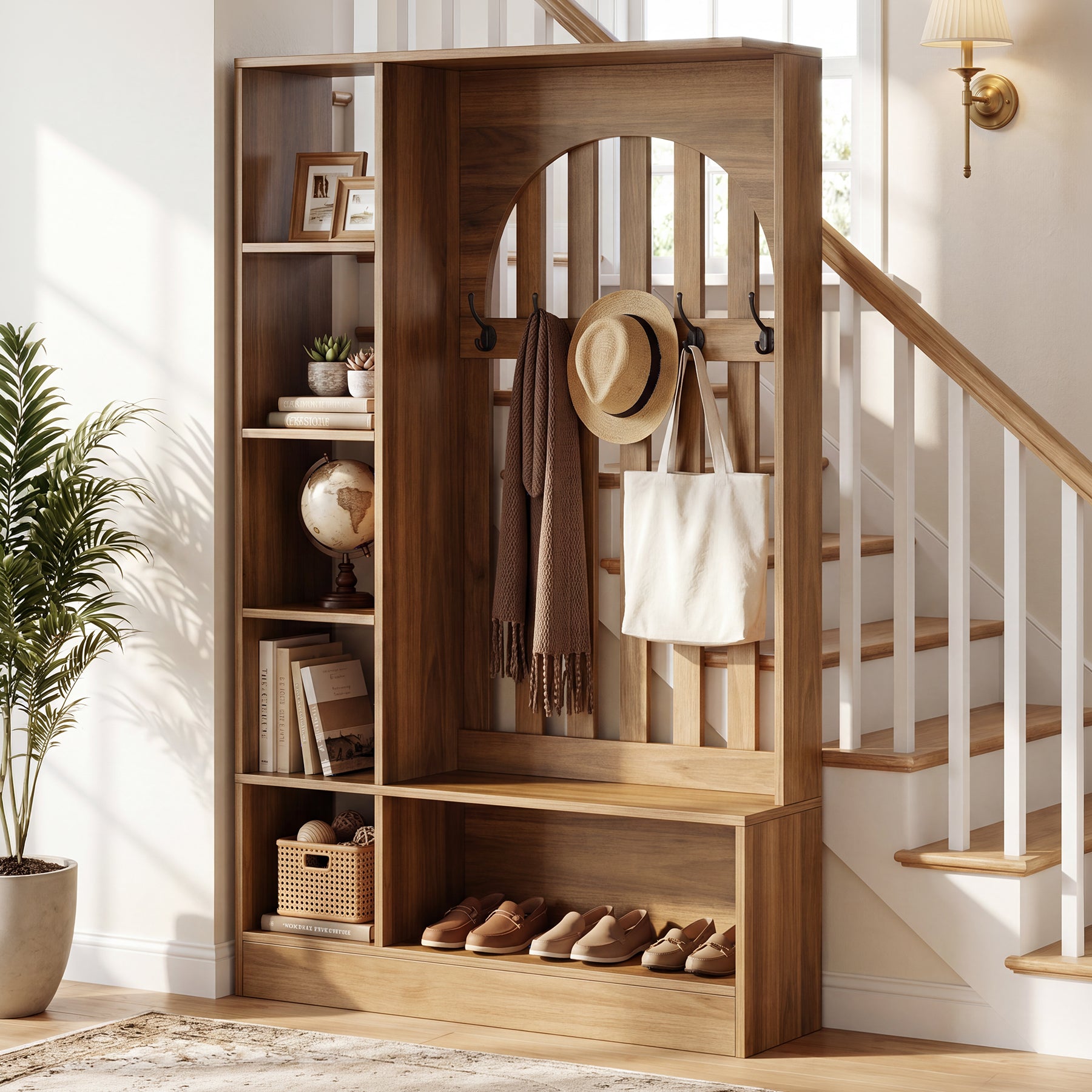 70.9" Tall Room Divider, Freestanding Wall Divider Partition with Storage Shelves