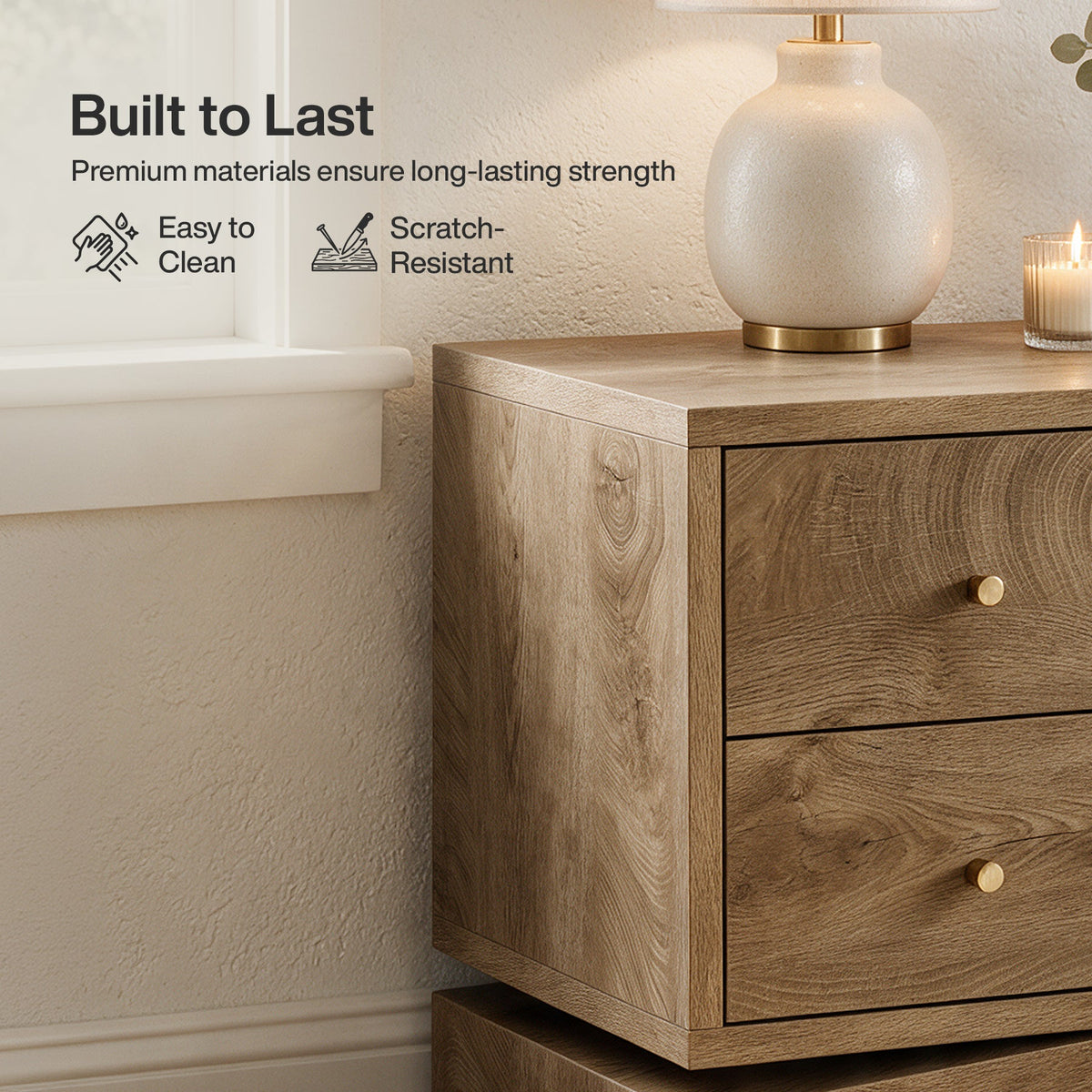 31.5" Oversized Nightstands with 2 Drawers, Farmhouse Bedside Table with U-Shaped Base
