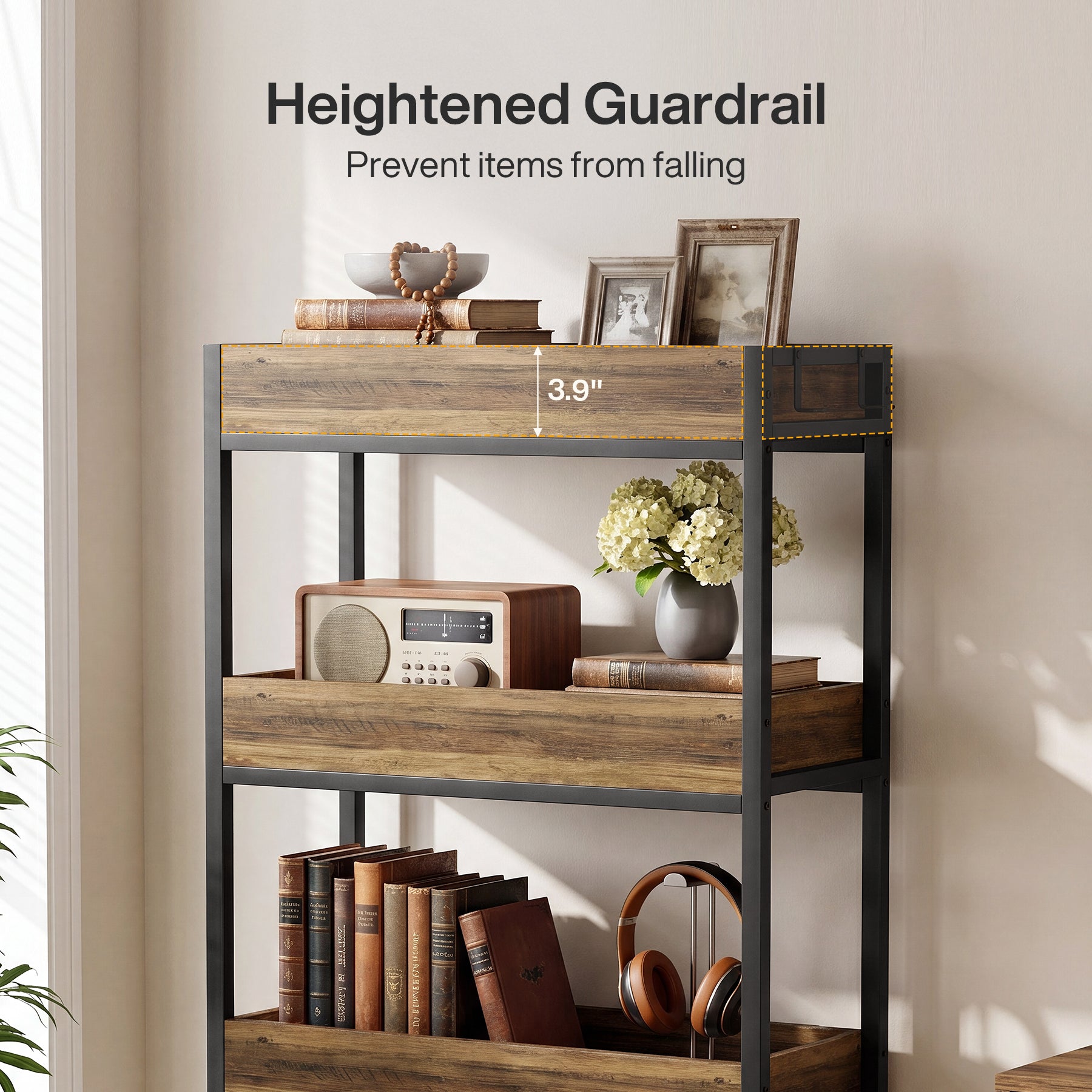 Tribesigns 55.1-Inch 4-Tier Bookshelf with Metal Frame, Free-Standing Bookcase for Living Room and Office