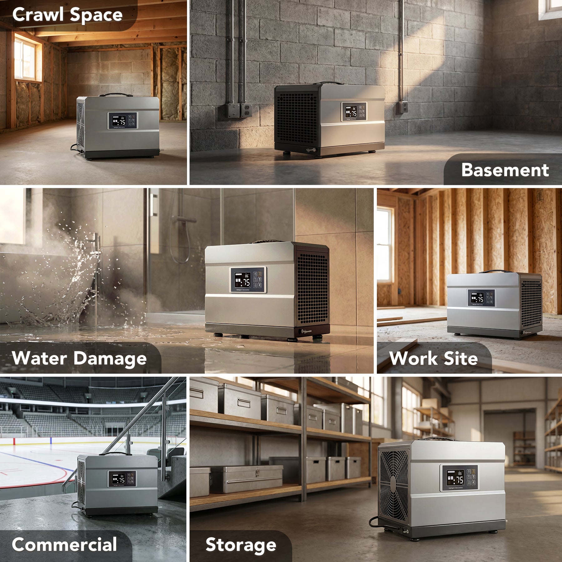 70 Pints Commercial Dehumidifier with Pump & Drain Hose for 1000 Sq. Ft, Auto Defrost, Washable Filter
