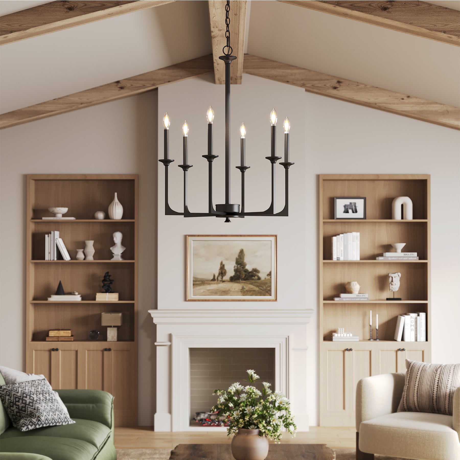 6-Light Chandeliers, 27" Pendant Light Fixtures Industrial Lighting