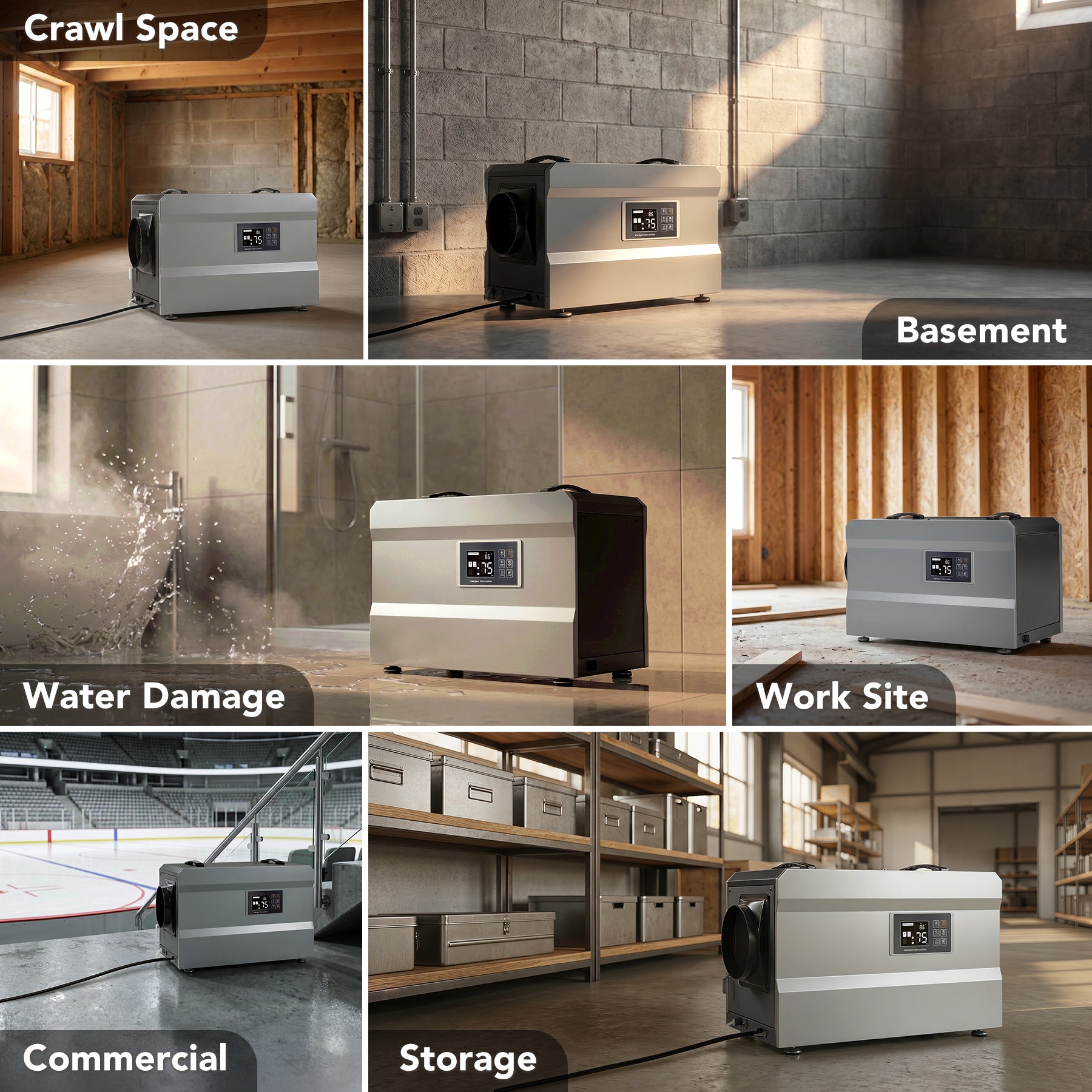 145 Pints Commercial Dehumidifier with Pump & Drain Hose for 1600 Sq. Ft, Auto Defrost, Washable Filter