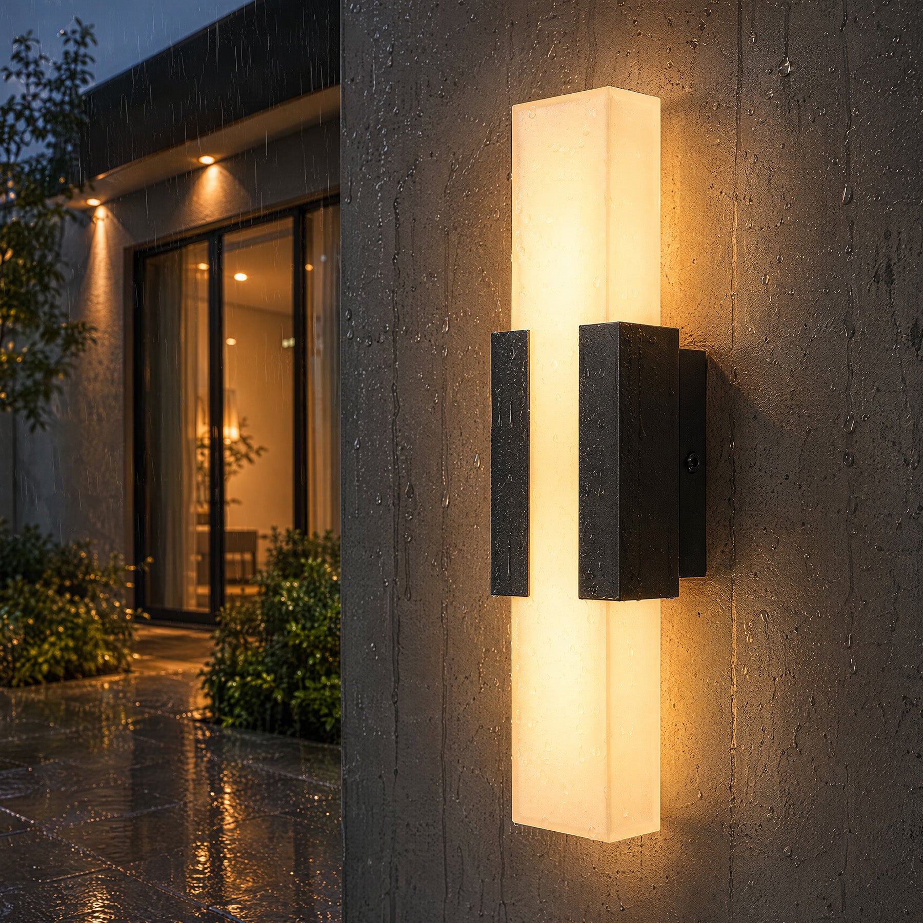 Outdoor Wall Light, Modern Exterior Wall Sconce with Metal Base & Acrylic Shade