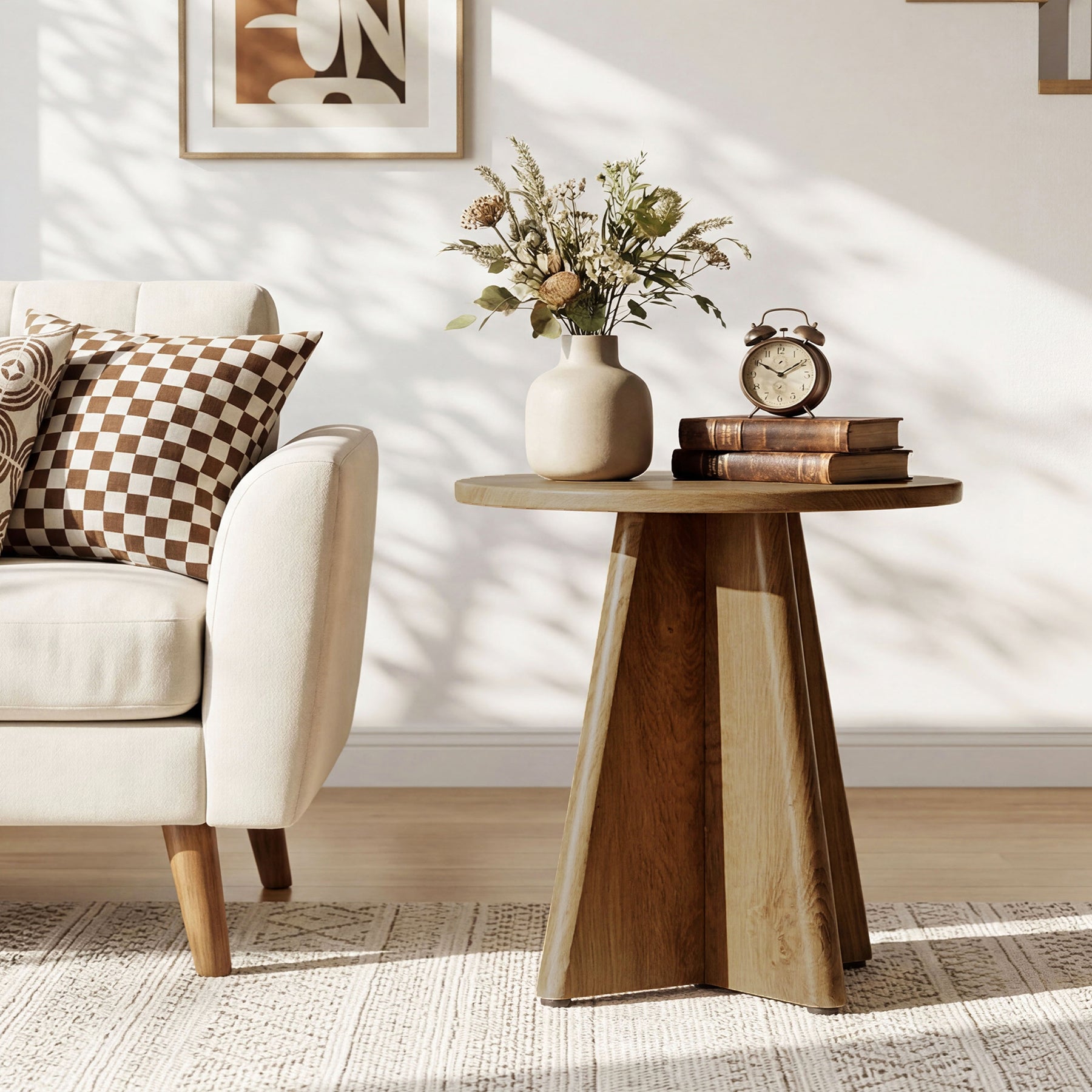 Tribesigns 19.7" Round End Table, Wooden Side Table for Living Room