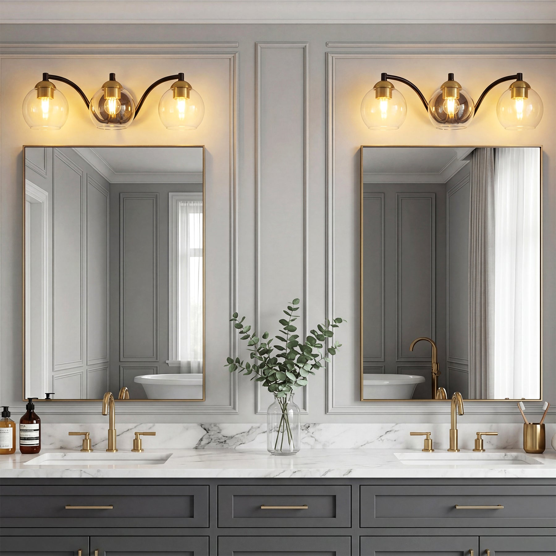 3-Light Bathroom Vanity Light, Modern Wall Sconce Lighting Fixture for Bathroom, Bedroom