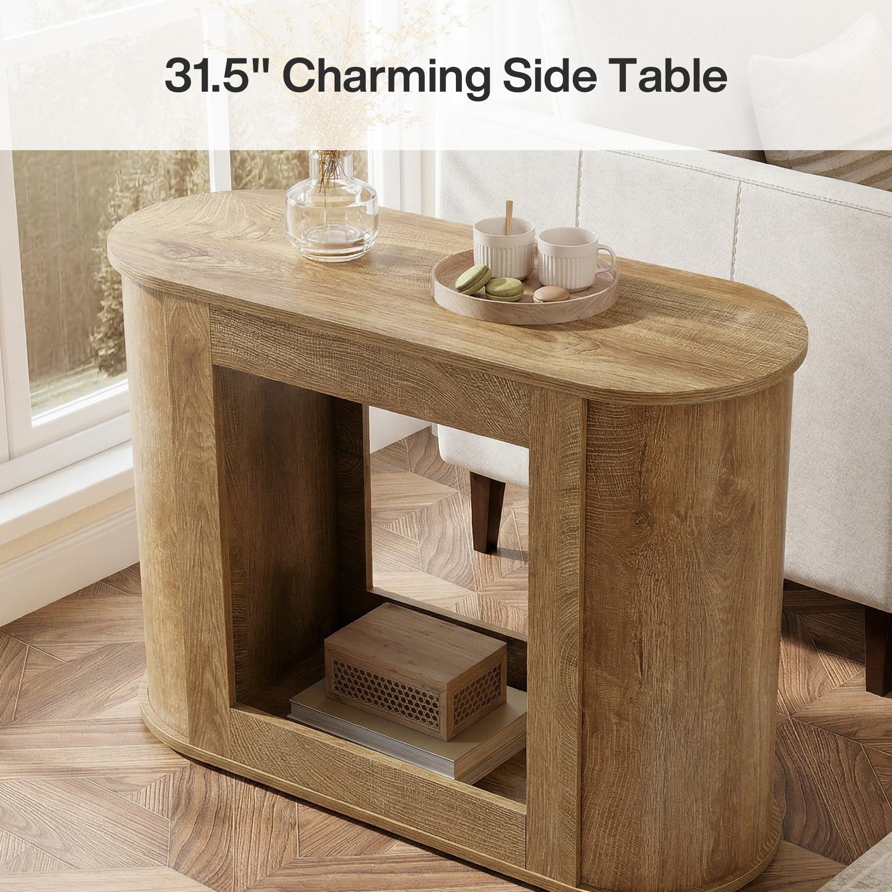 Tribesigns 31.5" Narrow Side Table, 2-Tier End Table with Shelf