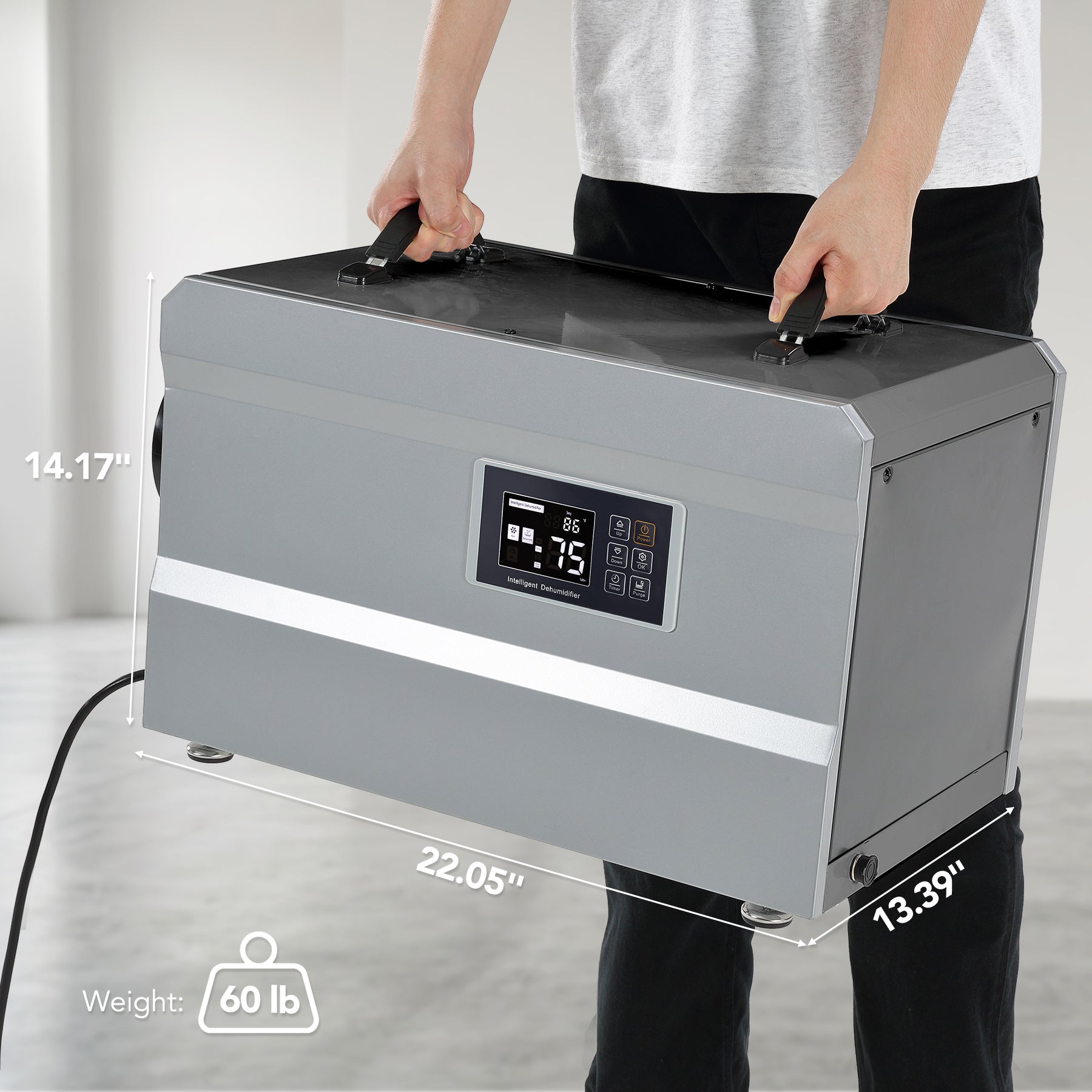 145 Pints Commercial Dehumidifier with Pump & Drain Hose for 1600 Sq. Ft, Auto Defrost, Washable Filter