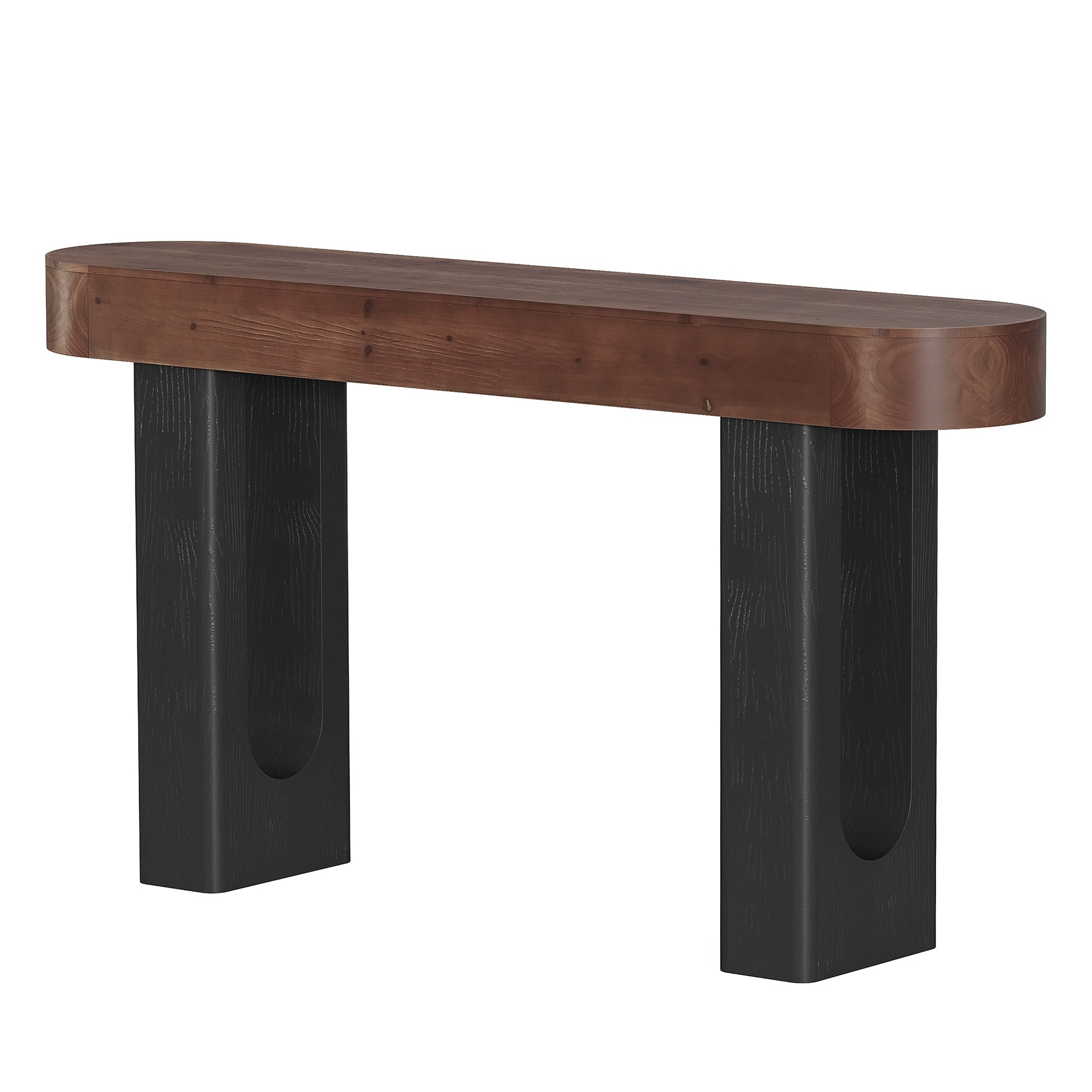 63" Solid Wood Console Table, Narrow Sofa Table with Rounded Edges for Entryway