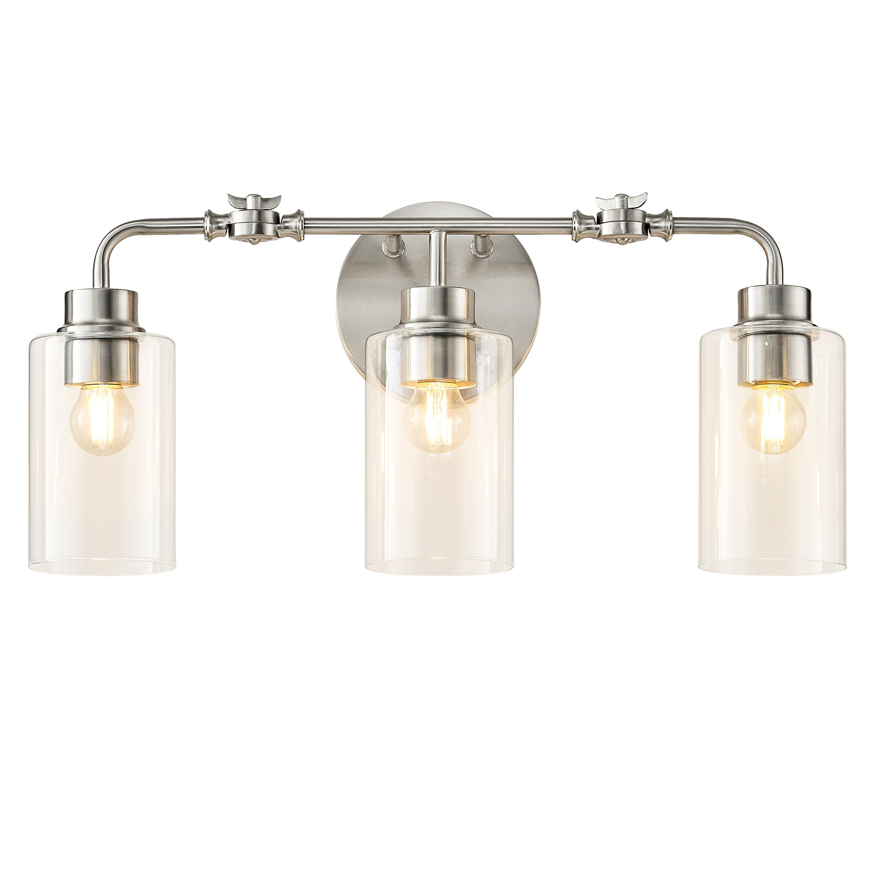 3-Light Bathroom Light Fixture, Modern Vanity Light with Clear Glass Shades