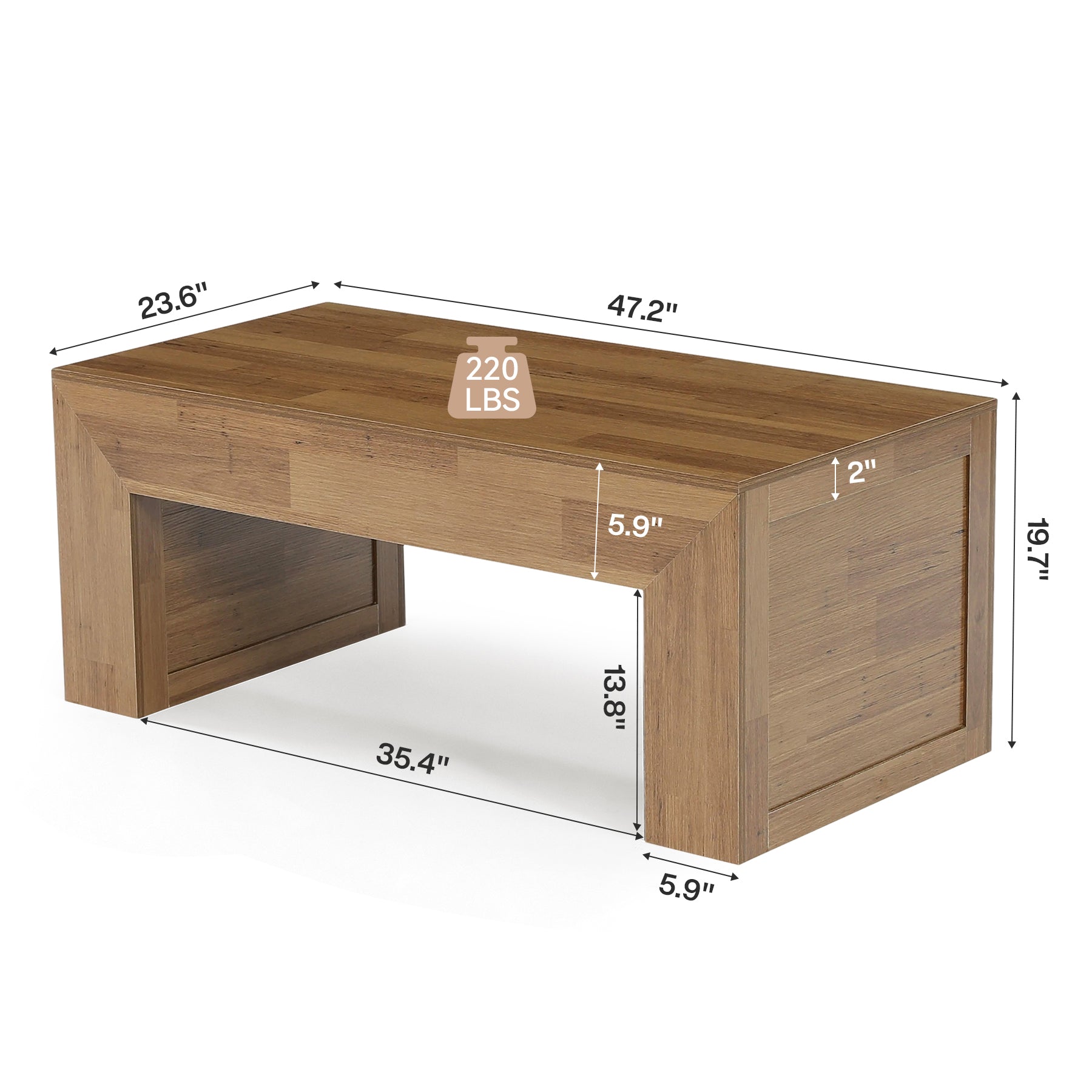 Tribesigns 47" Farmhouse Coffee Table, Wooden Center Table for Living Room
