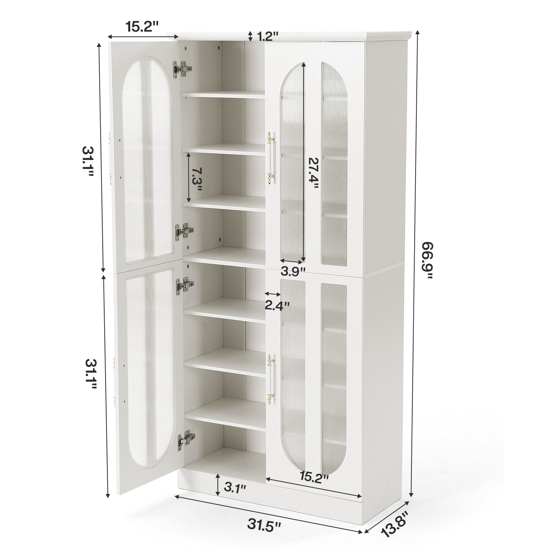 8-Tier Shoe Cabinet, Modern Shoe Organizer with Dimmable LED Lights & Acrylic Doors