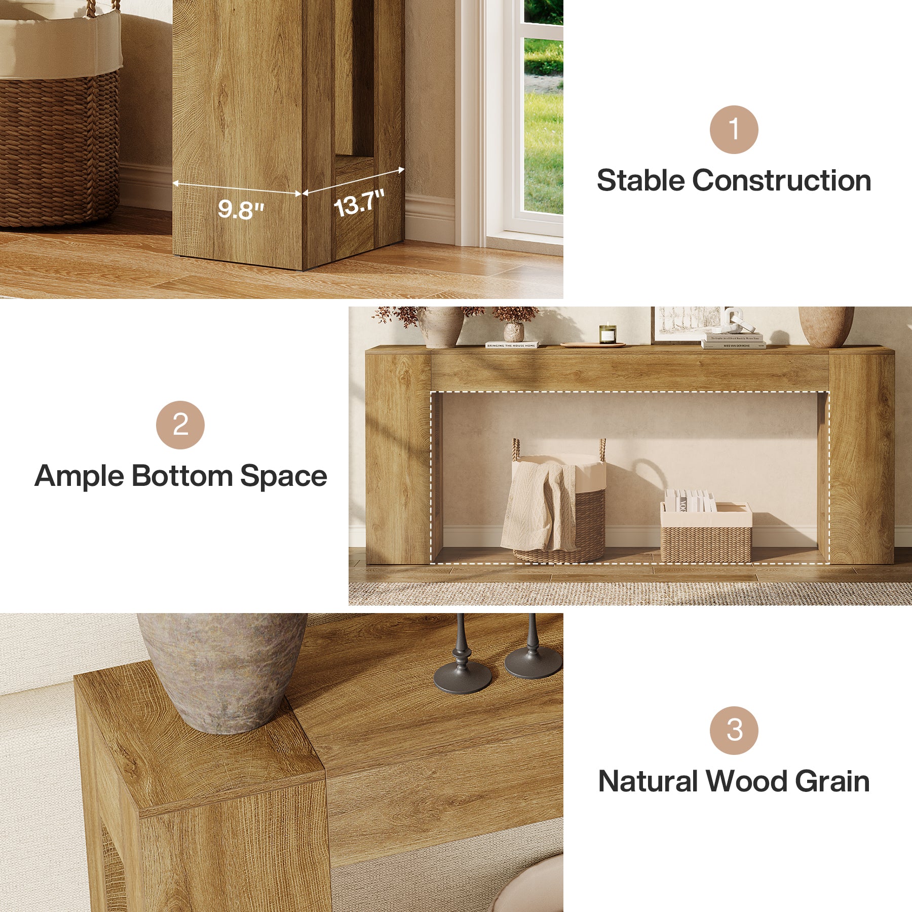 Tribesigns 78.74" Console Table, Modern Geometric Sofa Table for Entryway