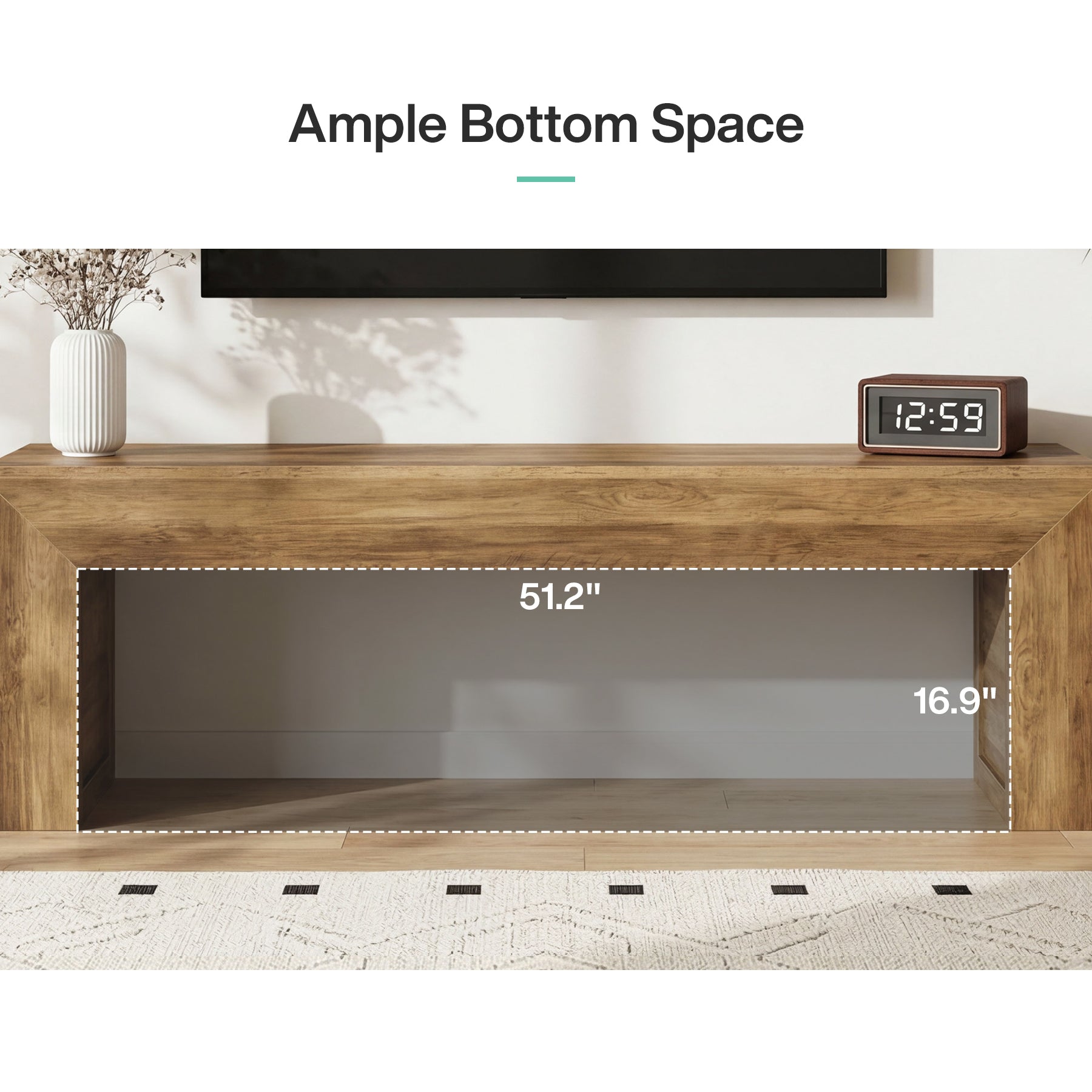 63" Farmhouse TV Stand for 55–75 Inch TVs – Wooden Media Console Entertainment Center
